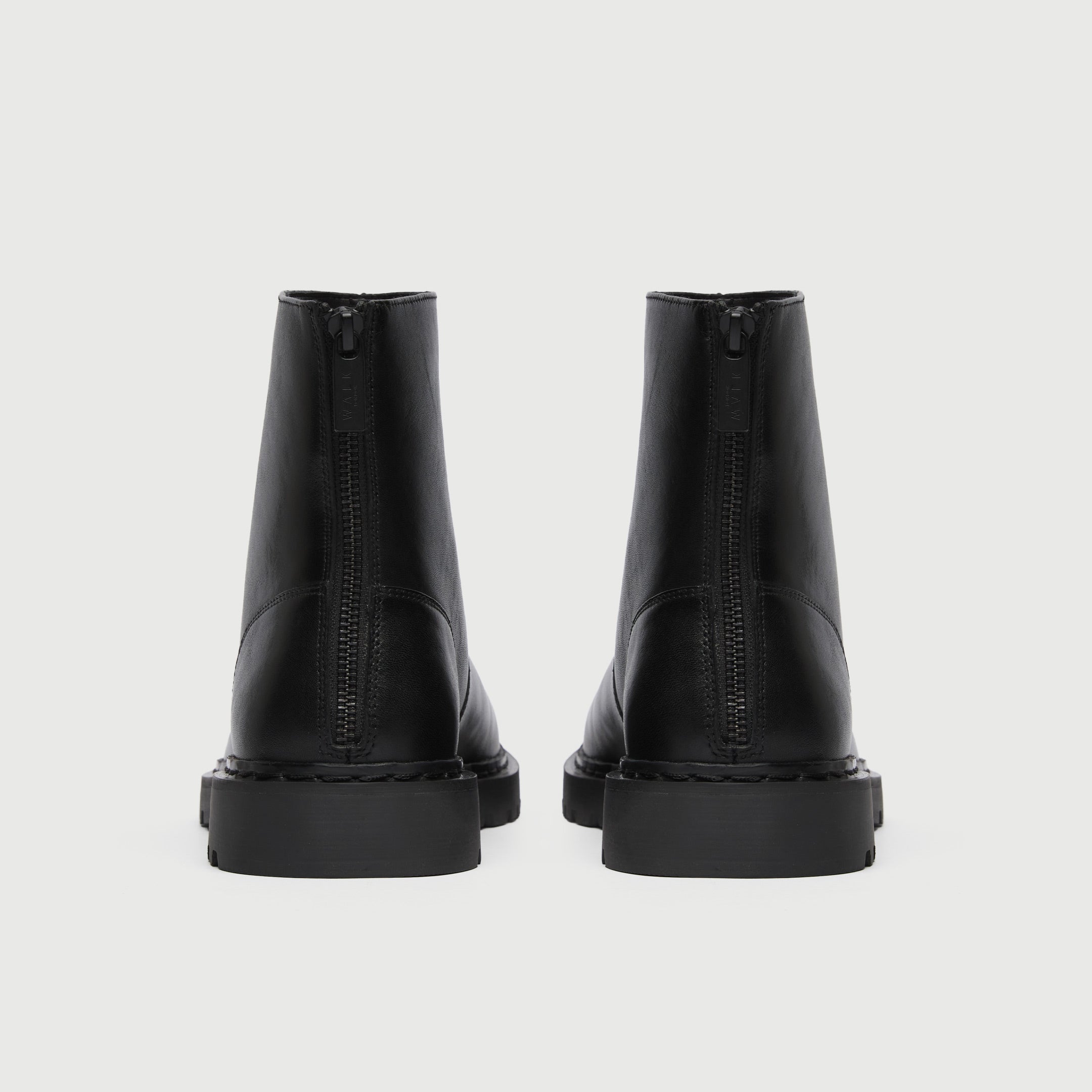 WALK London Men's Ziggy Back Zip Boot in Black Leather