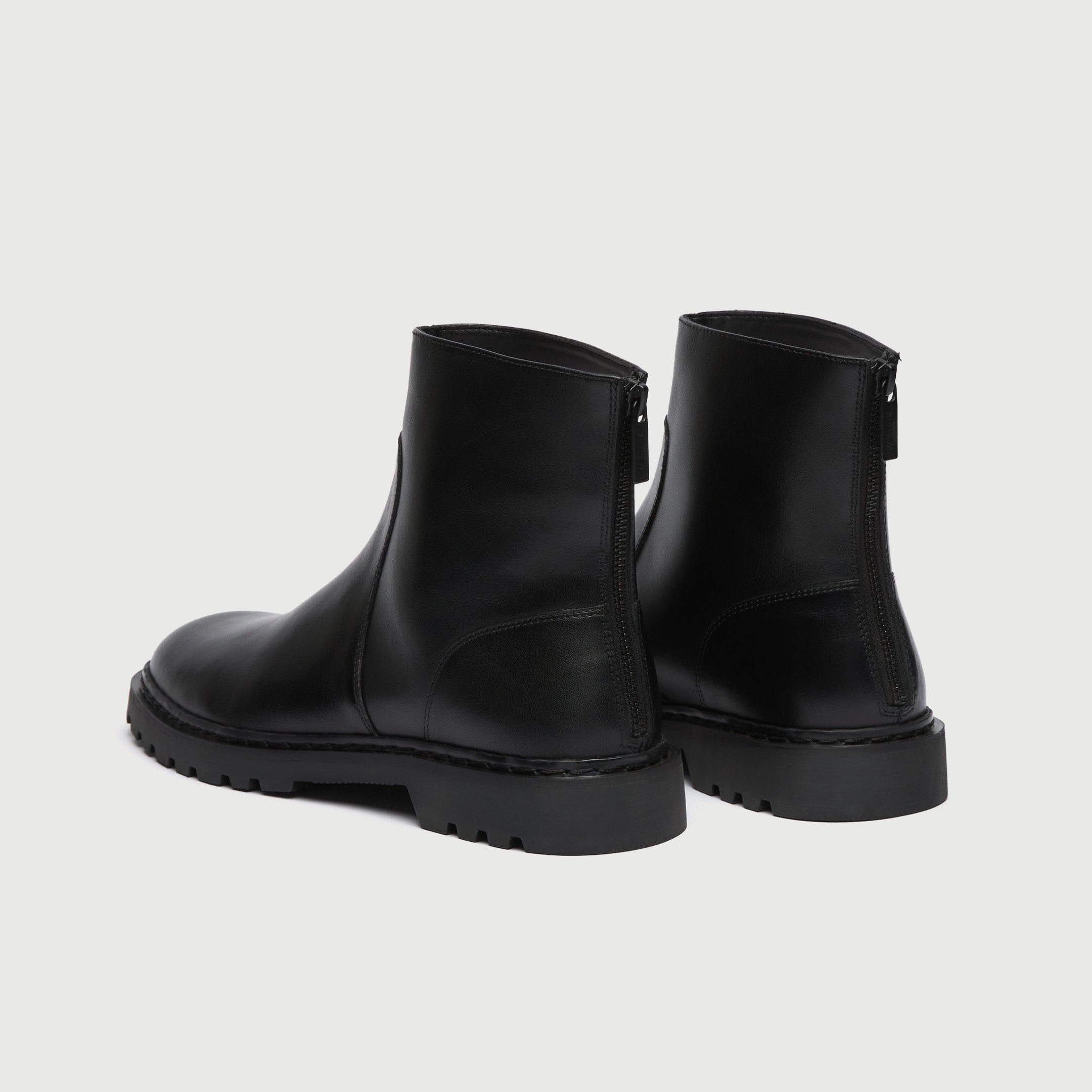 WALK London Men's Ziggy Back Zip Boot in Black Leather