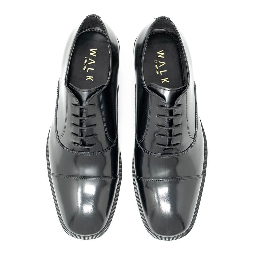 WALK London Alex Oxford Toe Cap Shoe Black Highshine Top