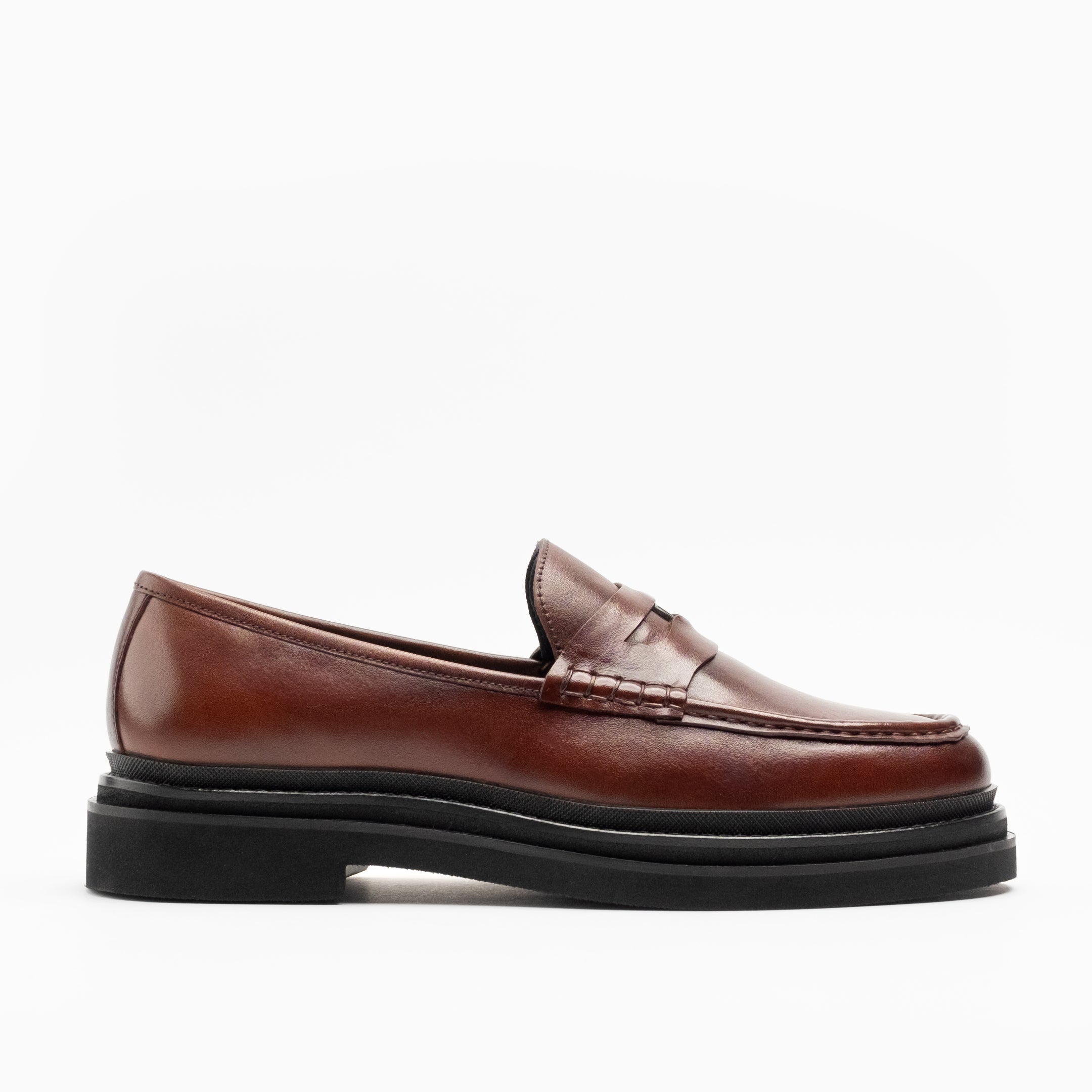 Walk London Mens Brooklyn Penny Loafer in Brown Leather