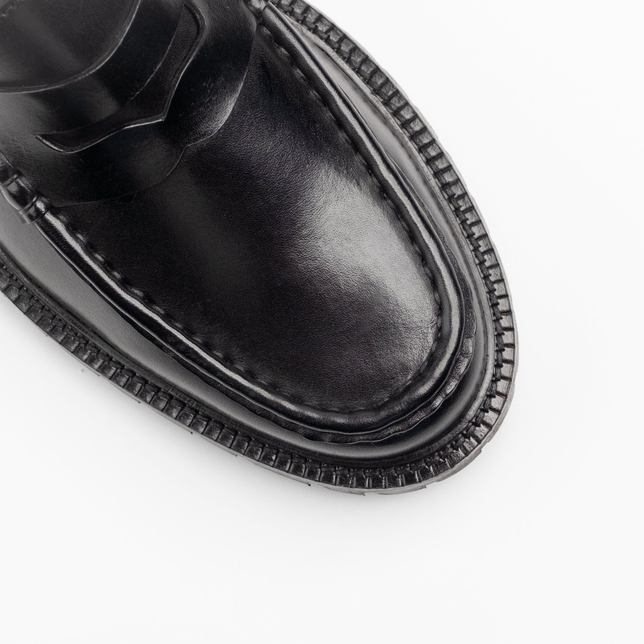 Walk London Mens Campus Saddle Loafer in Black Leather