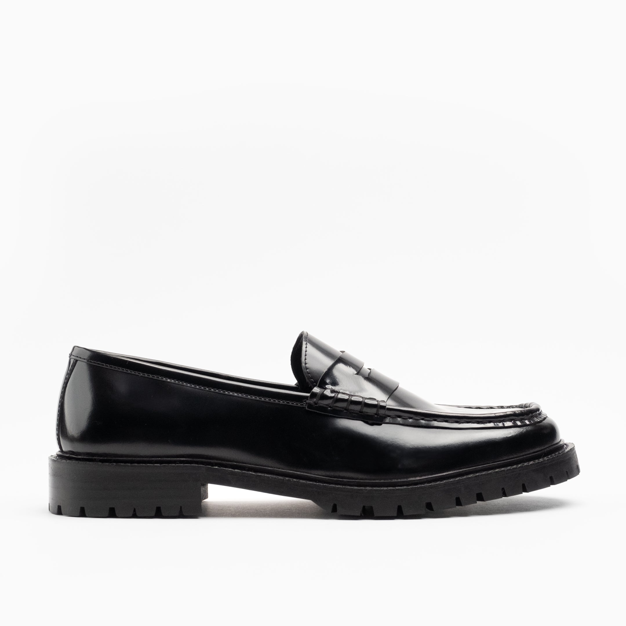 Walk London Mens Campus Saddle Loafer in Smooth Black Leather