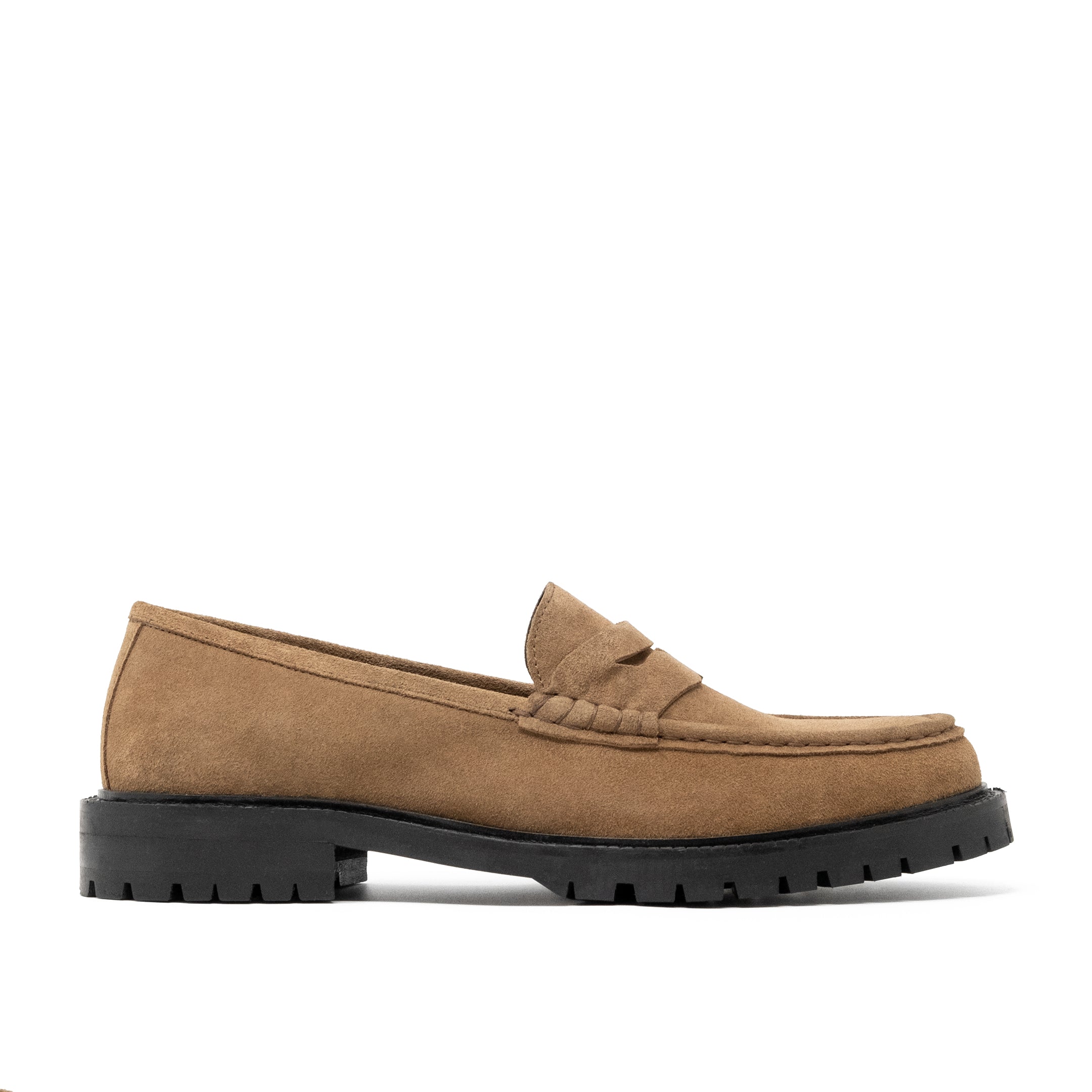 Walk London Campus Saddle Loafer in Tan Suede
