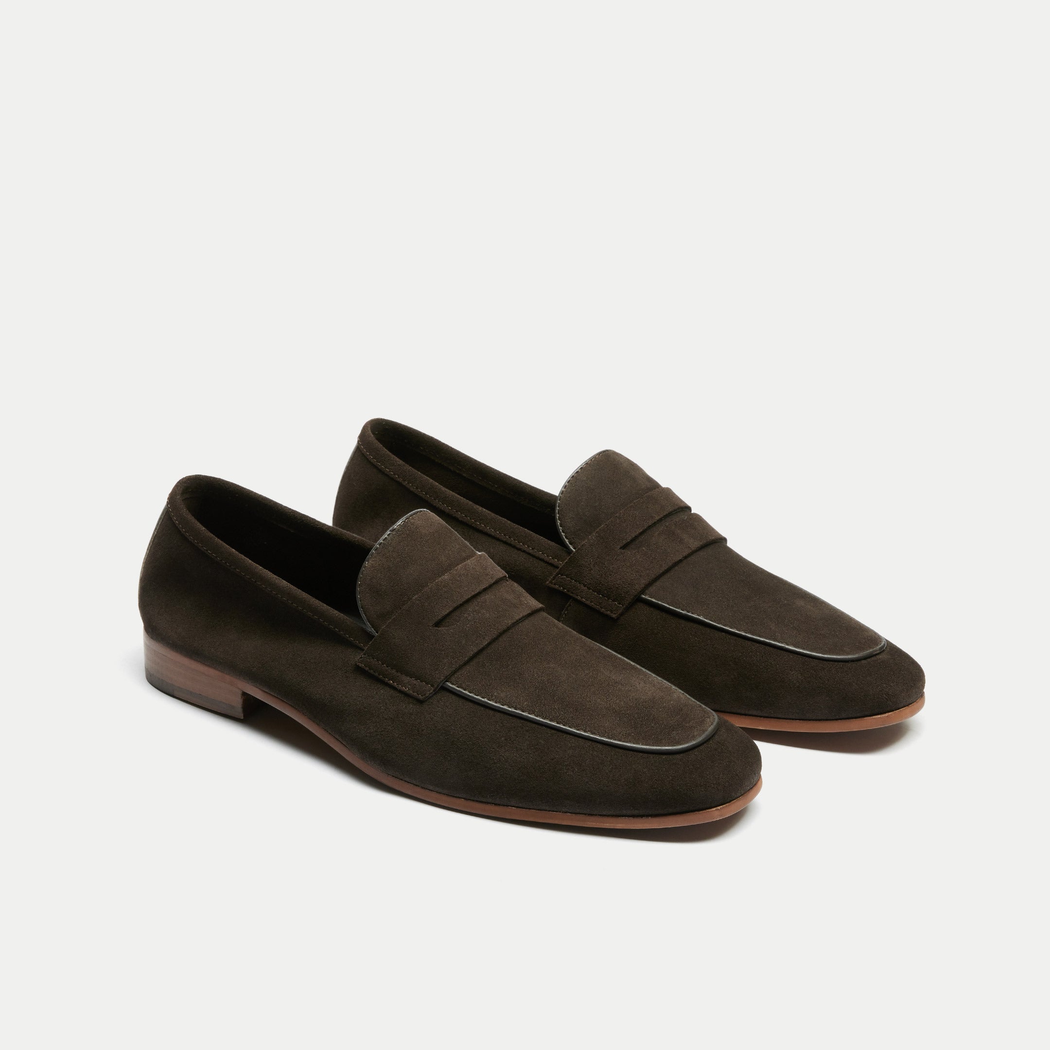 Walk London Mens Capri Saddle Loafer in Brown Suede