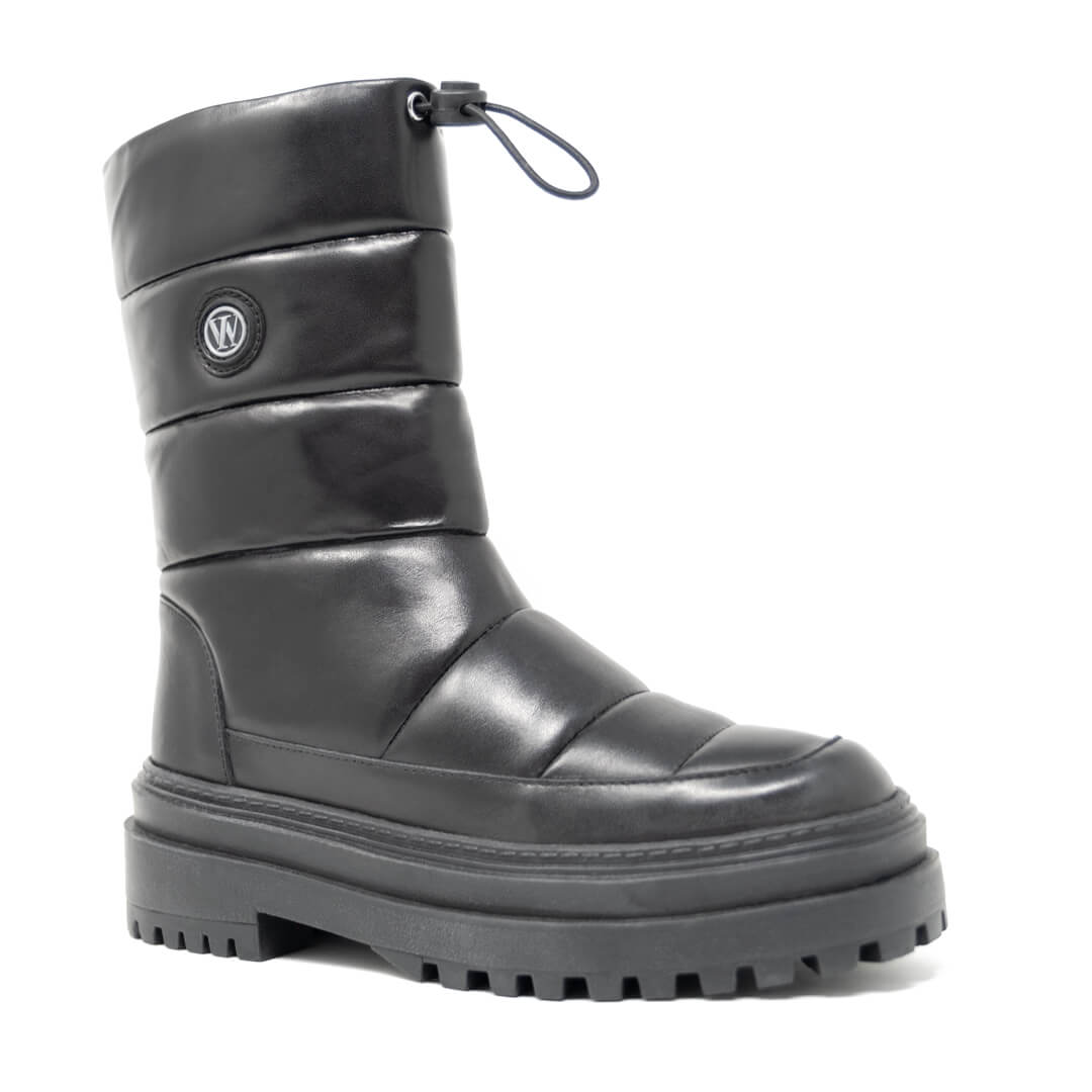 WALK London Clarissa Padded Boot Black Leather