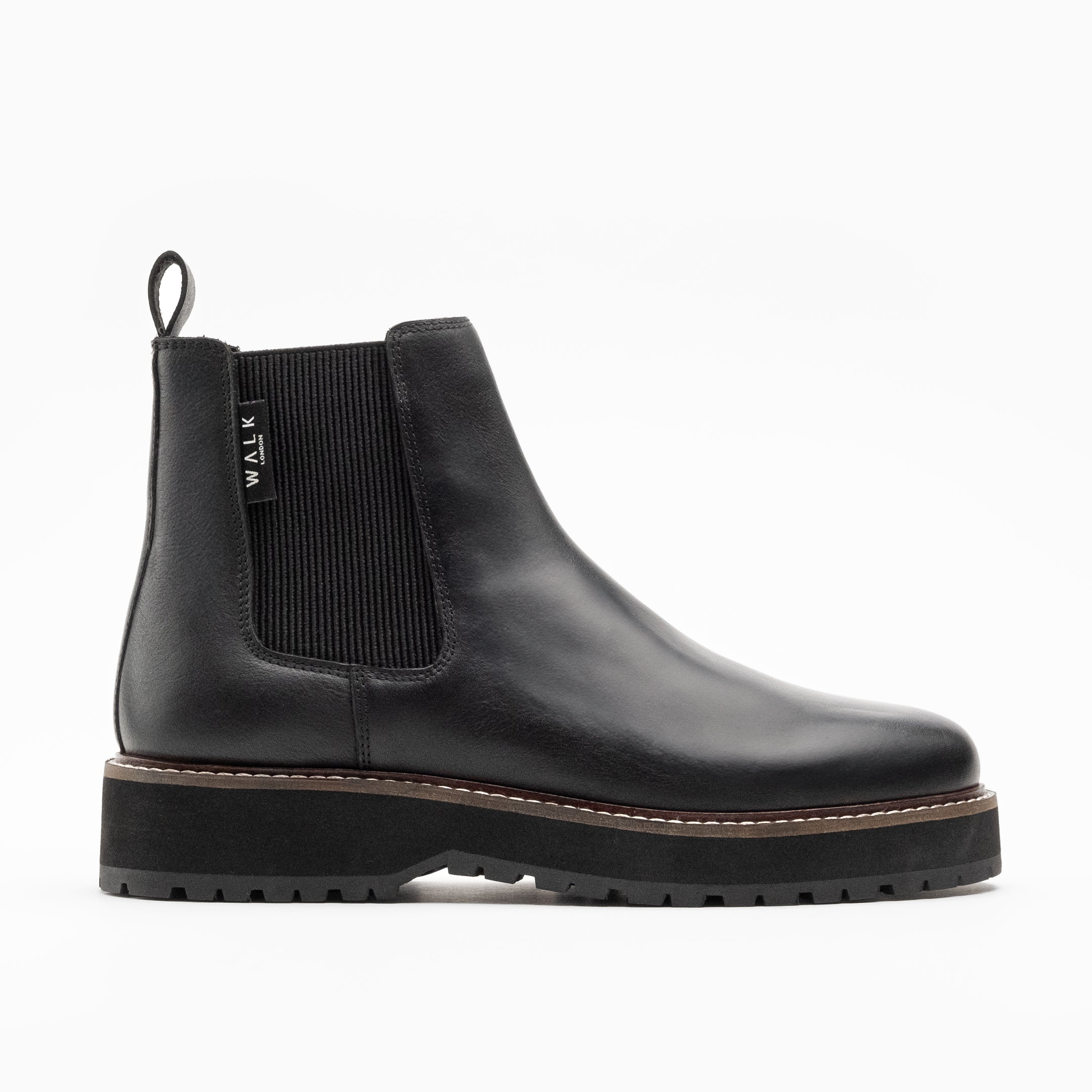 Walk London Mens Connery Chelsea Boot in Black Leather
