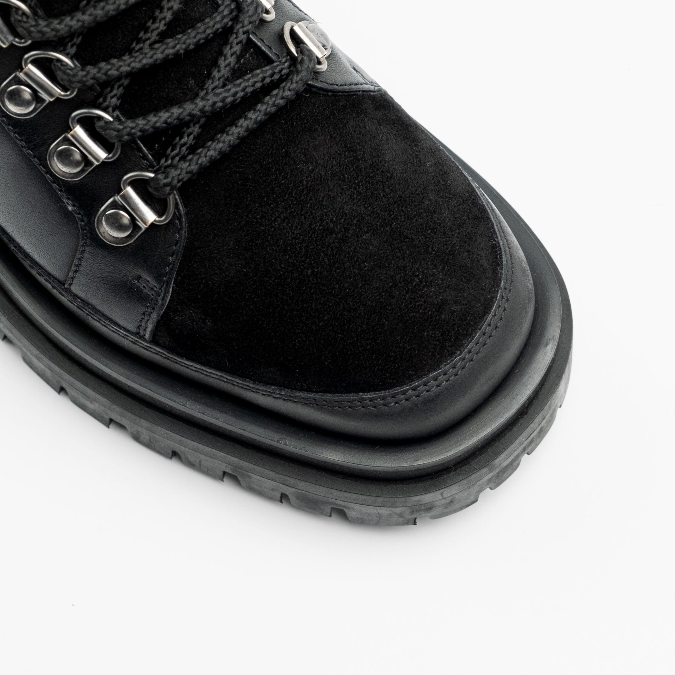 Walk London Womens Dana Hiking Boot in Black Leather
