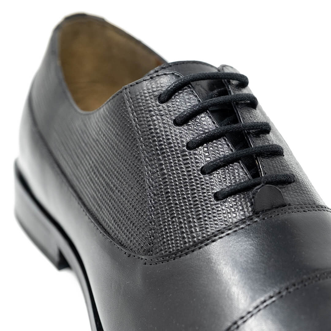 WALK London Florence Oxford Toe-Cap Shoe Black Leather Facing