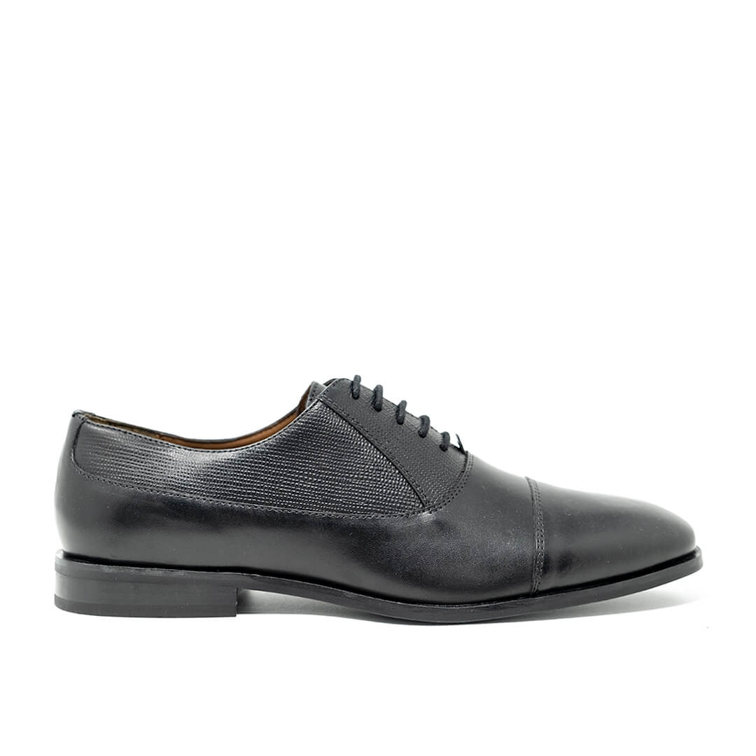 WALK London Florence Oxford Toe Cap Black Leather Main