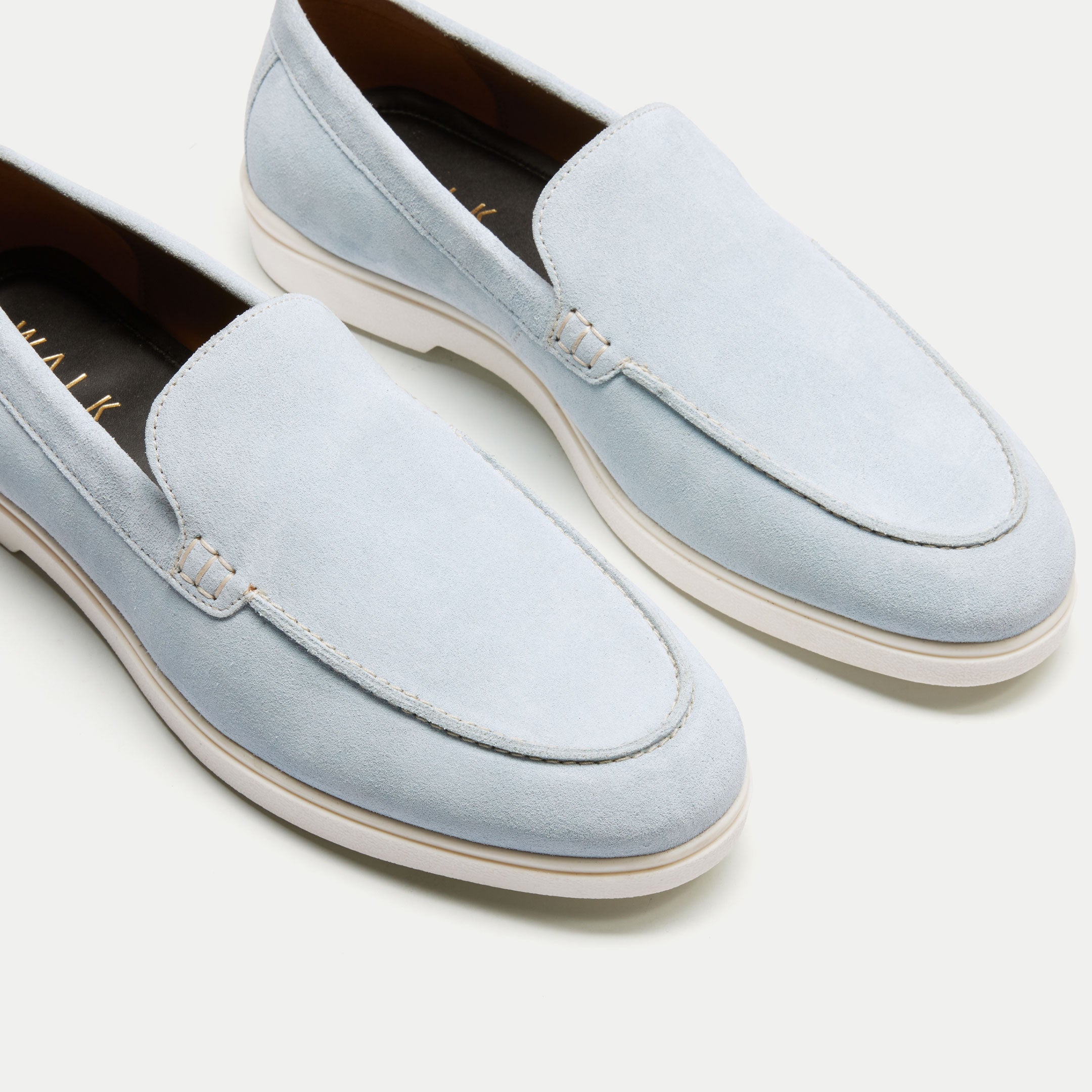 Walk London Mens Joshua Slip On in Light Blue Suede