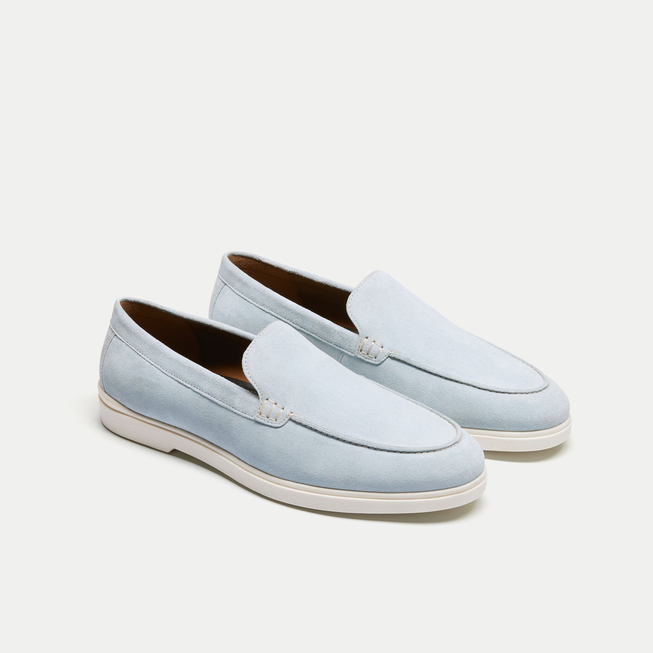 Walk London Mens Joshua Slip On in Light Blue Suede