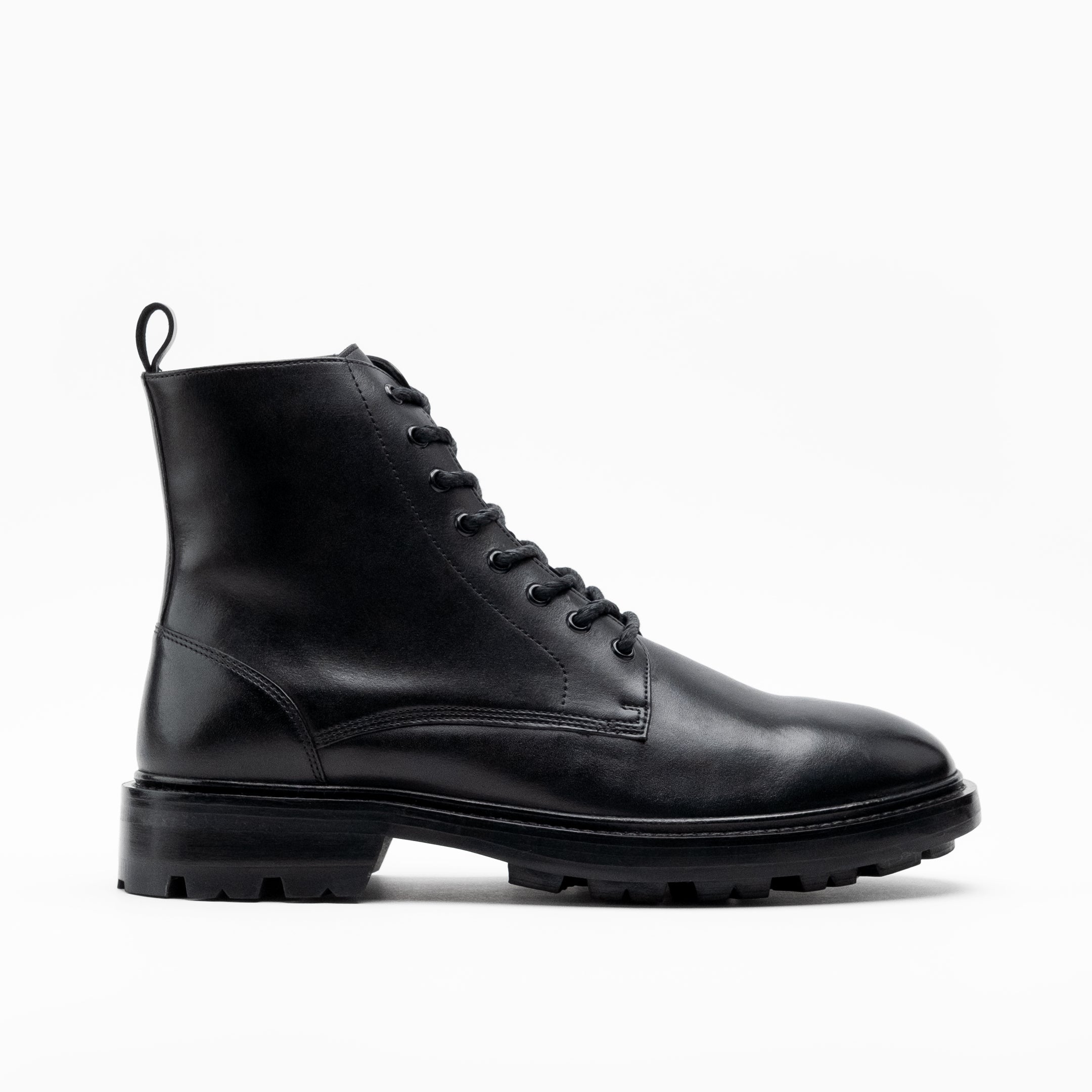 Walk London Mens Justin Lace Boot in Black Leather