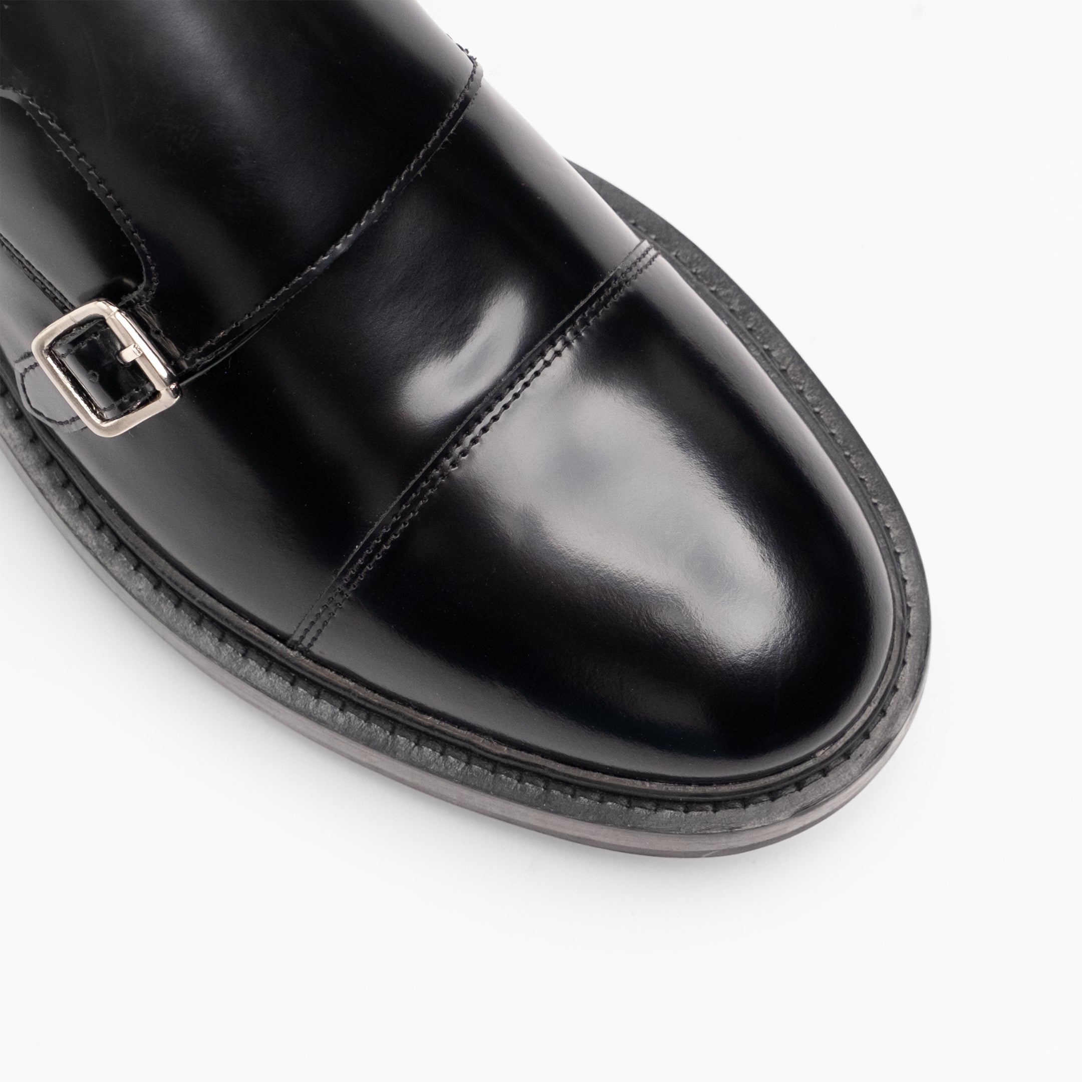Walk London Mens Justin Monk Shoe in Smooth Black Leather