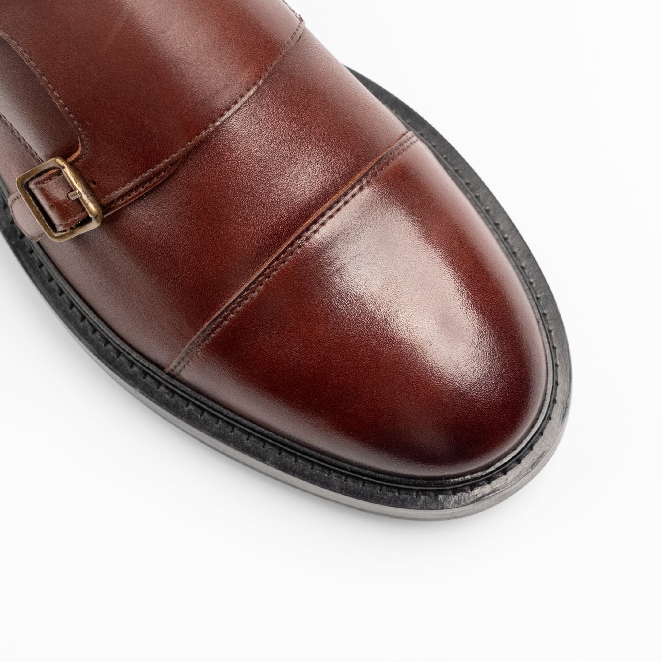 Walk London Mens Justin Monk Shoe in Brown Leather