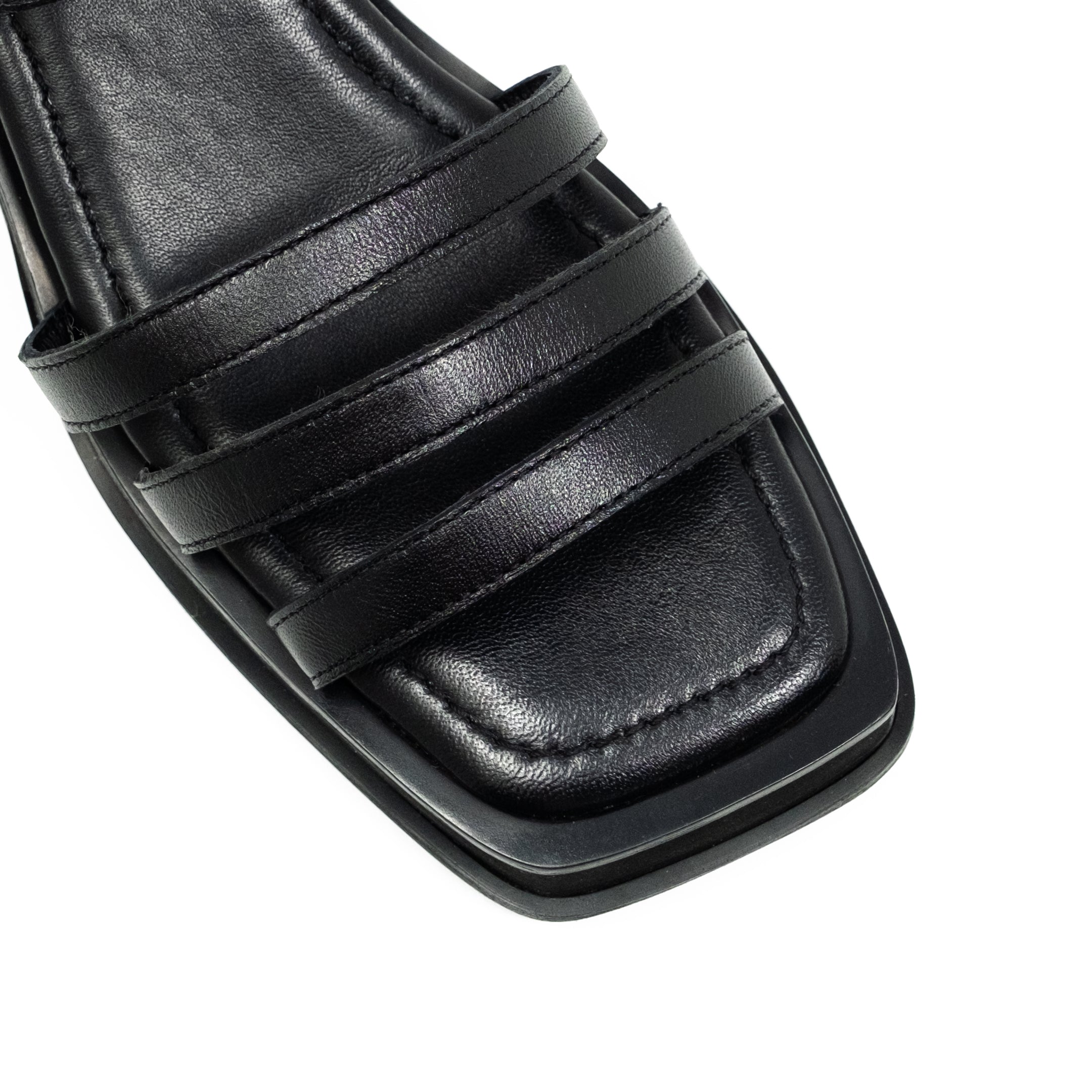 Walk London Lily Ankle Strap Sandal: Black Leather Strap Detail