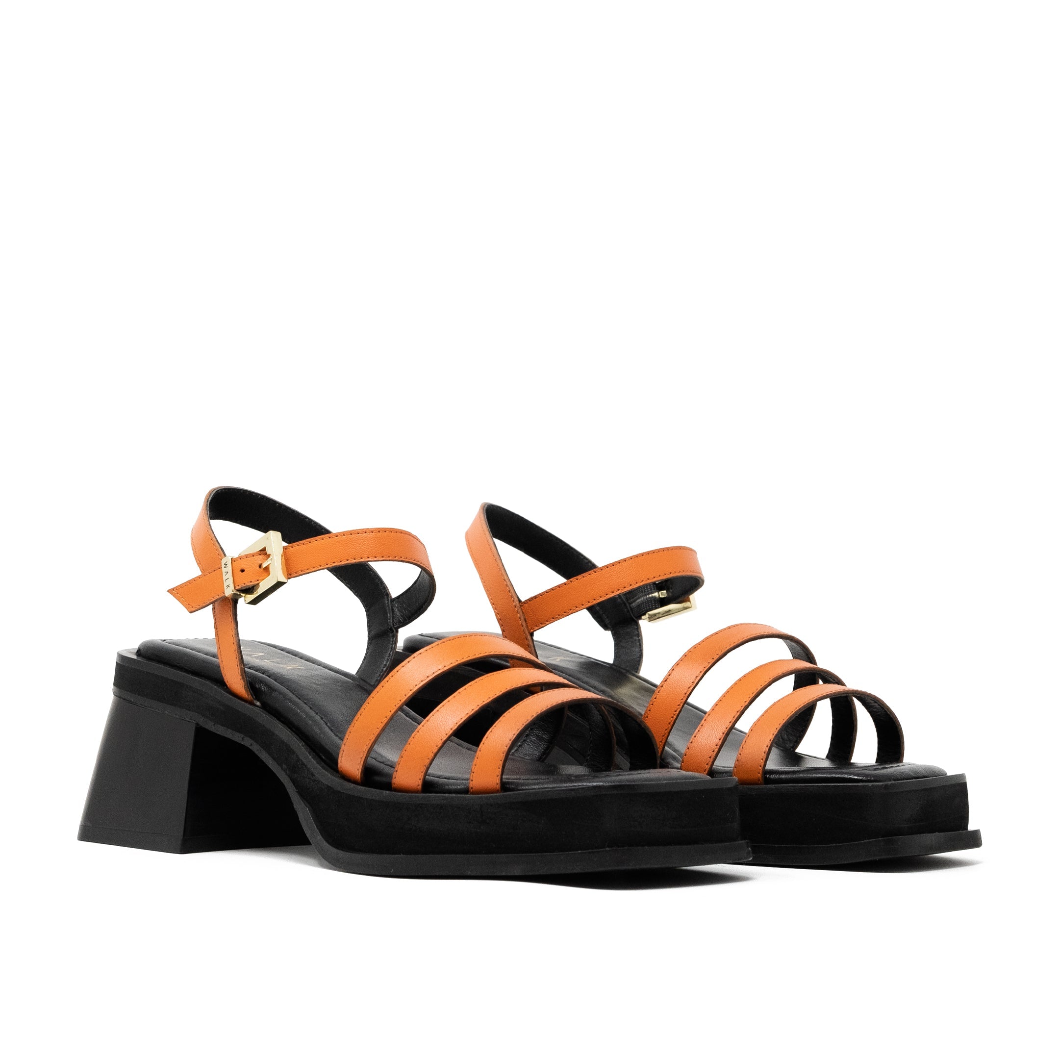 Orange Leather Walk London Lily Ankle Strap Sandal