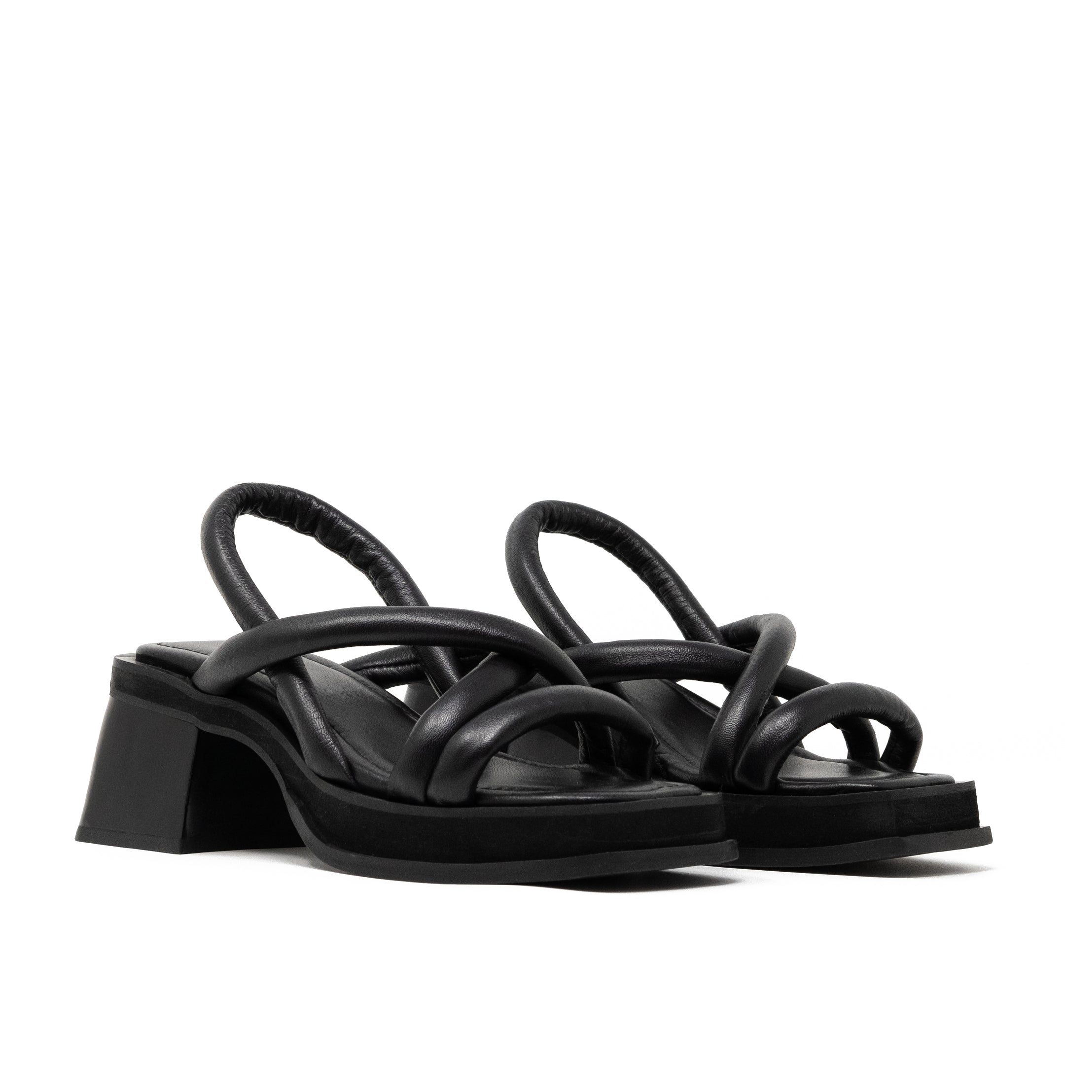 Black Leather Walk London Lily Slingback Heel Sandal