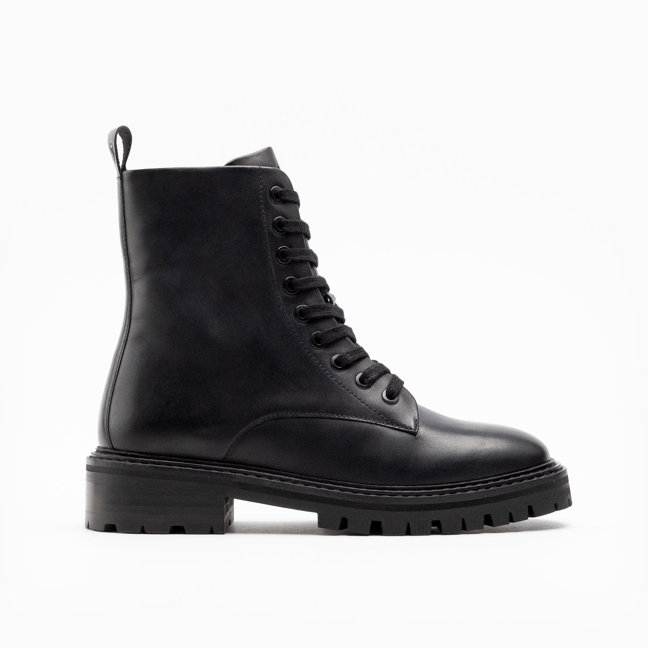 Walk London Womens Marina Lace Up Boot in Black Leather