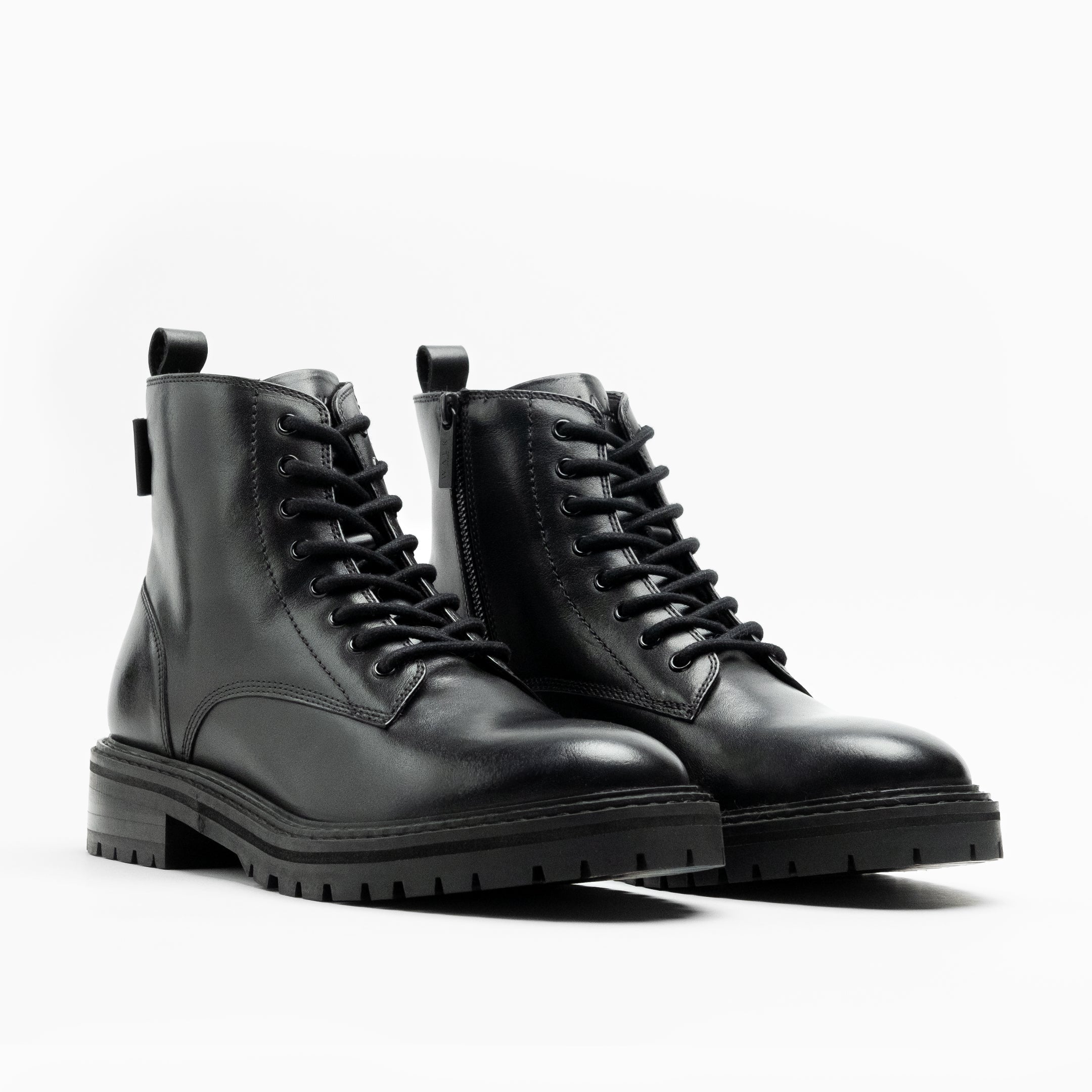Walk London Mens Marino Lace Boot in Black Leather
