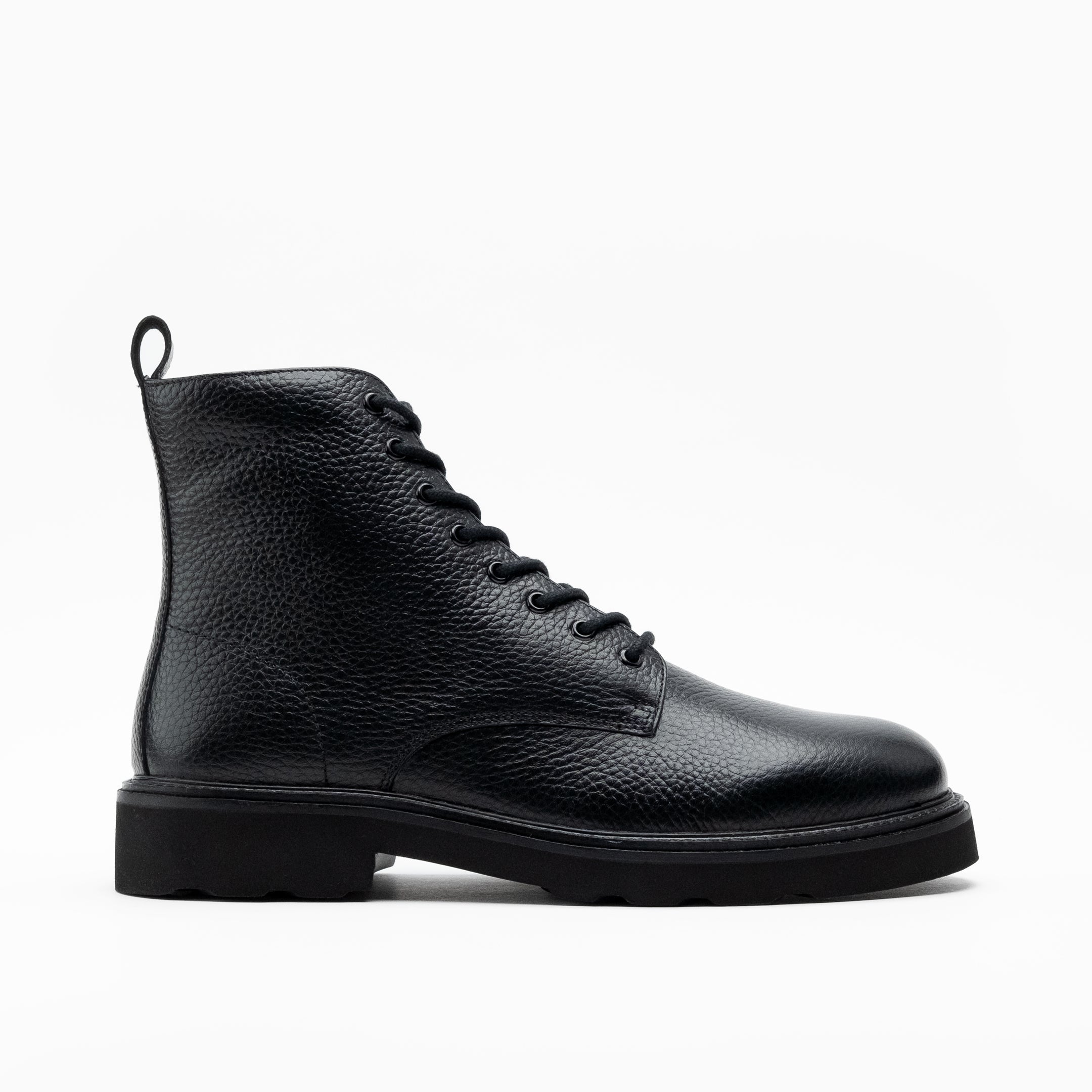 Walk London Mens Max Lace Boot in Black Grain Leather