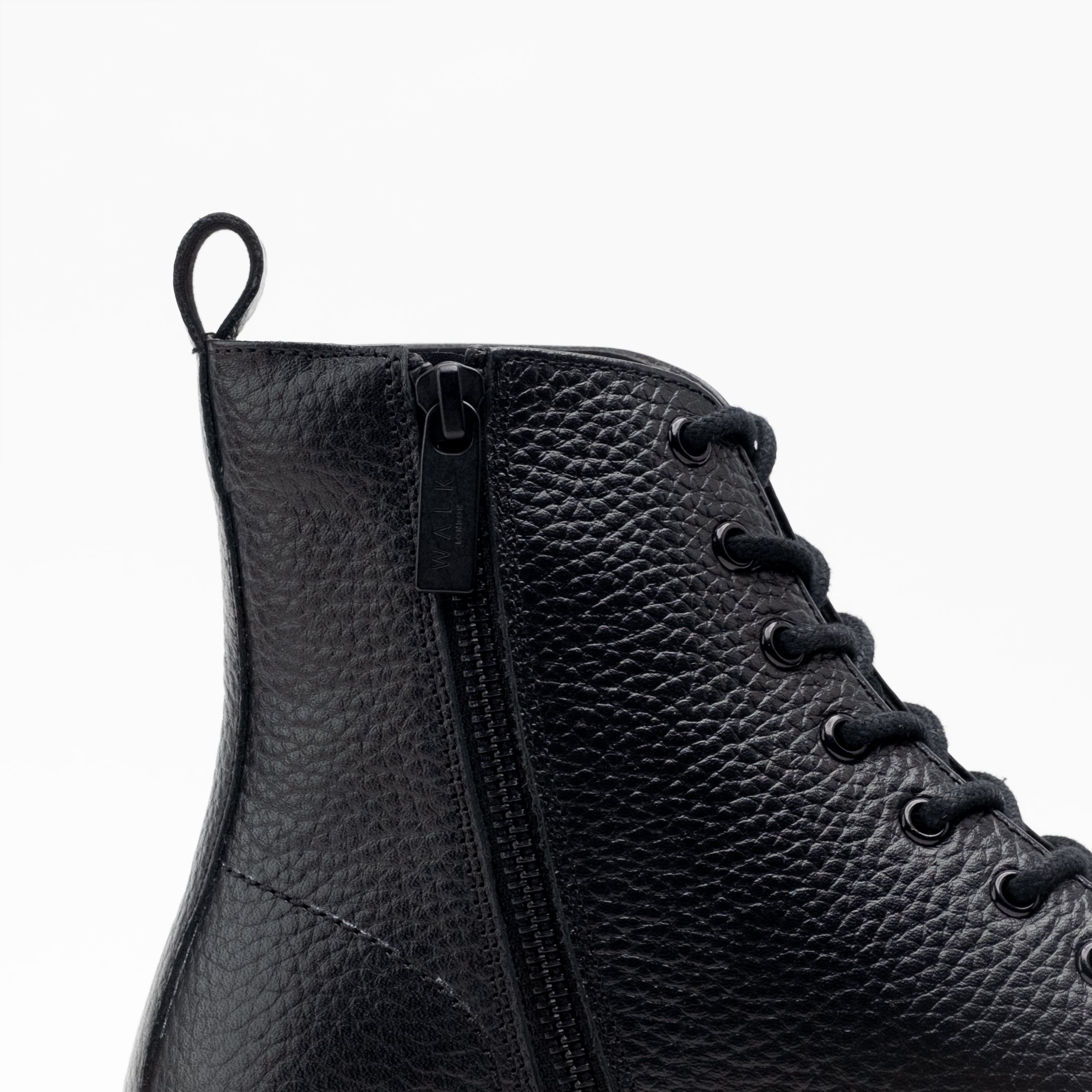 Walk London Mens Max Lace Boot in Black Grain Leather