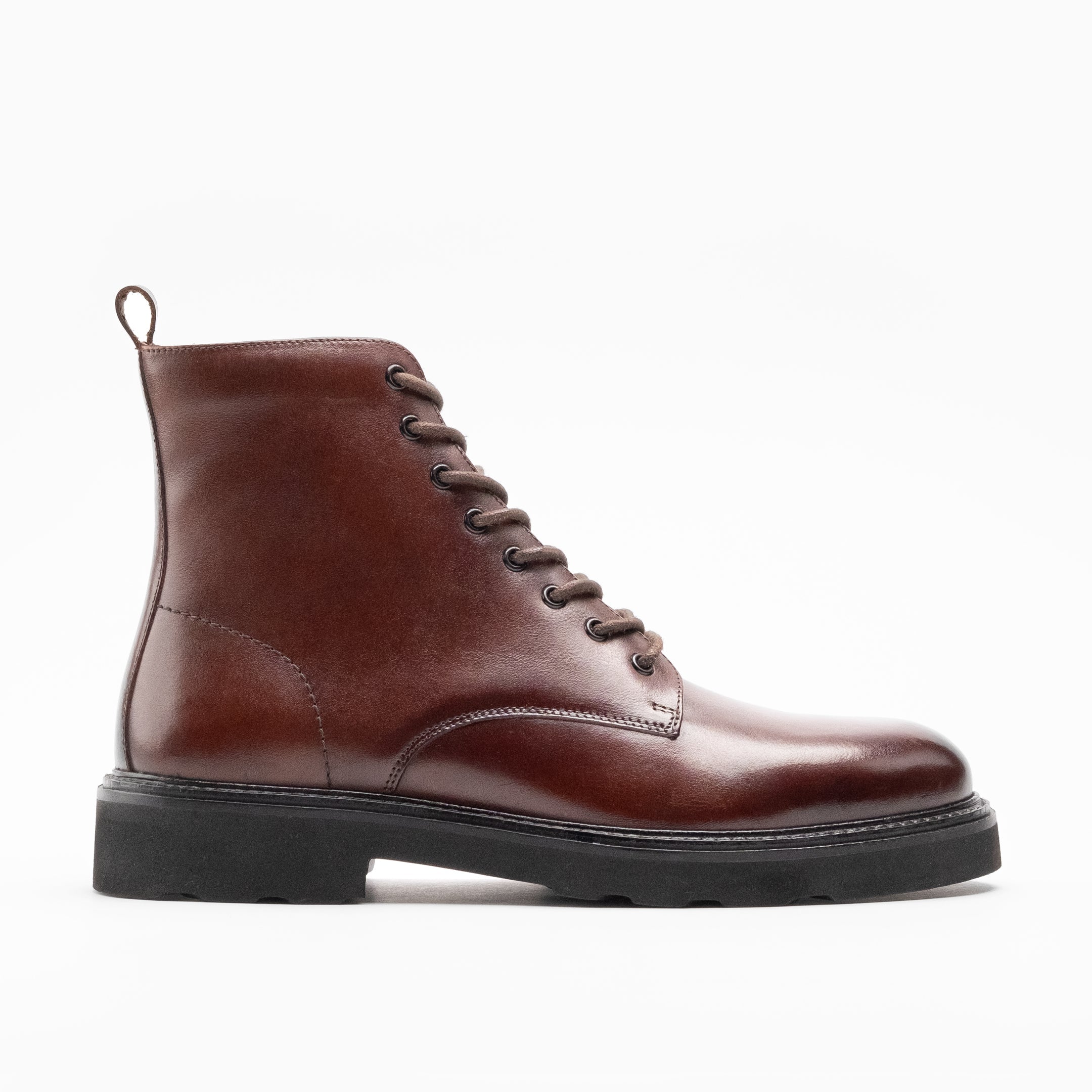 Walk London Mens Max Lace Boot in Brown Leather