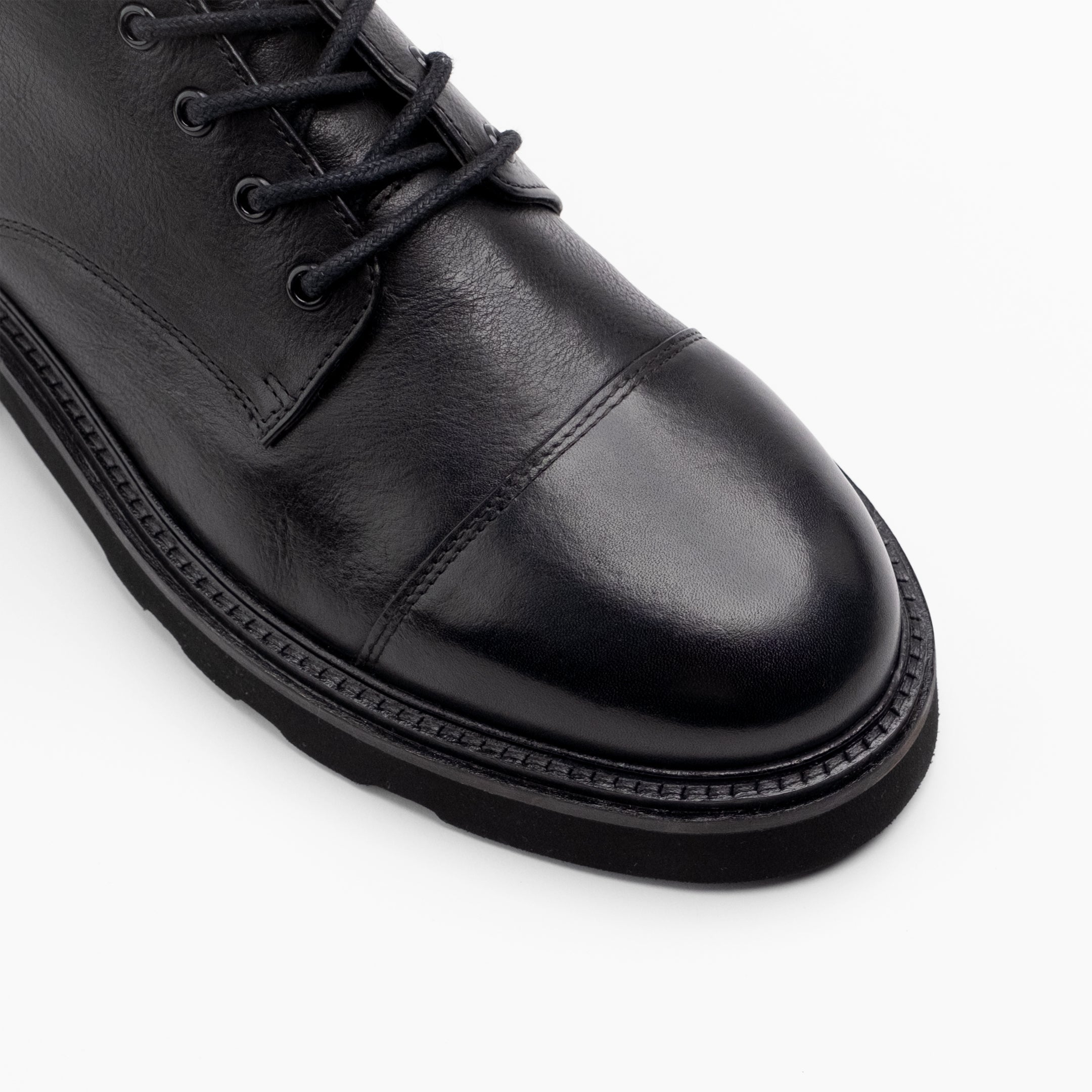 Walk London Mens - Max Toe Cap Boot - Black Leather