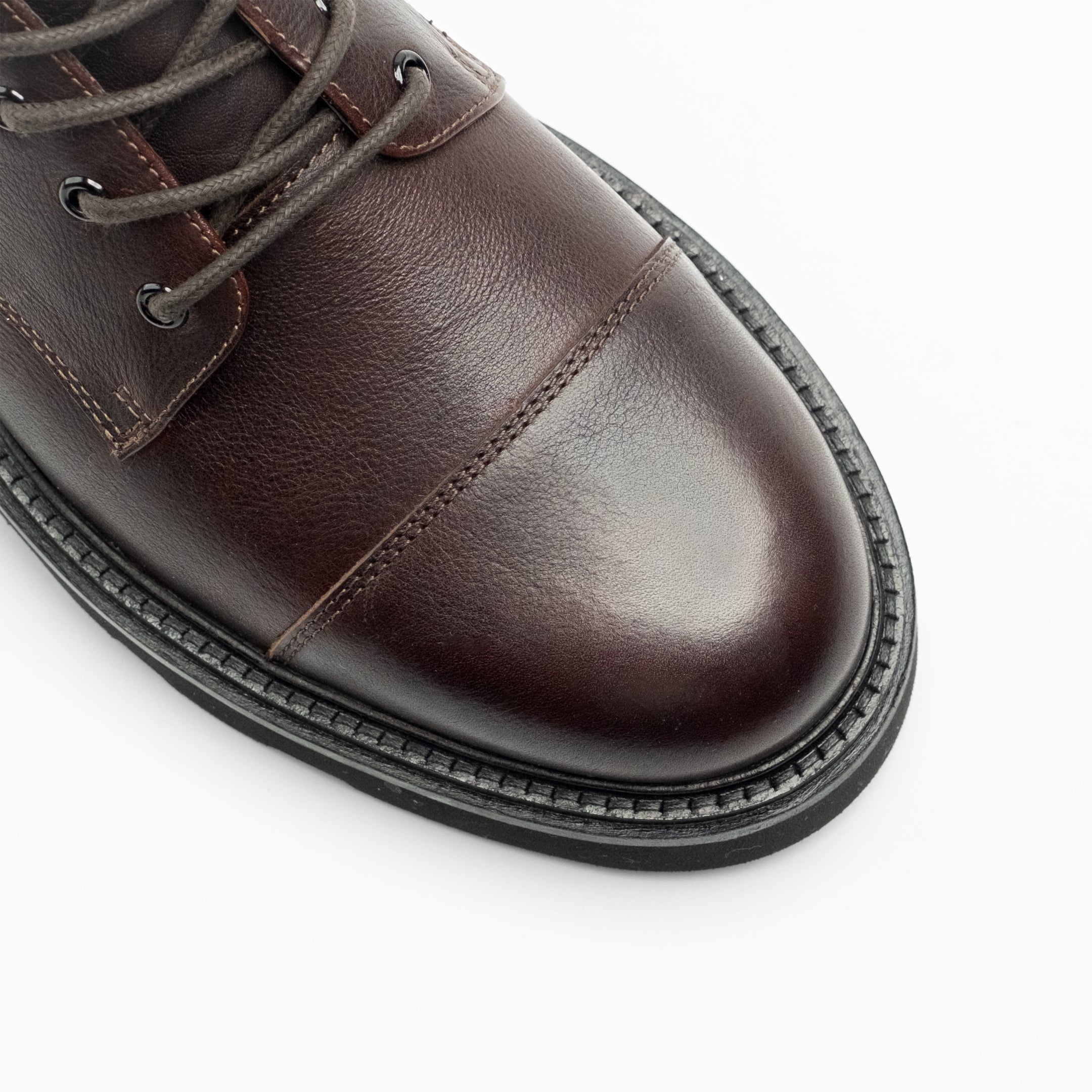 Walk London Mens - Max Toe Cap Boot - Brown Leather