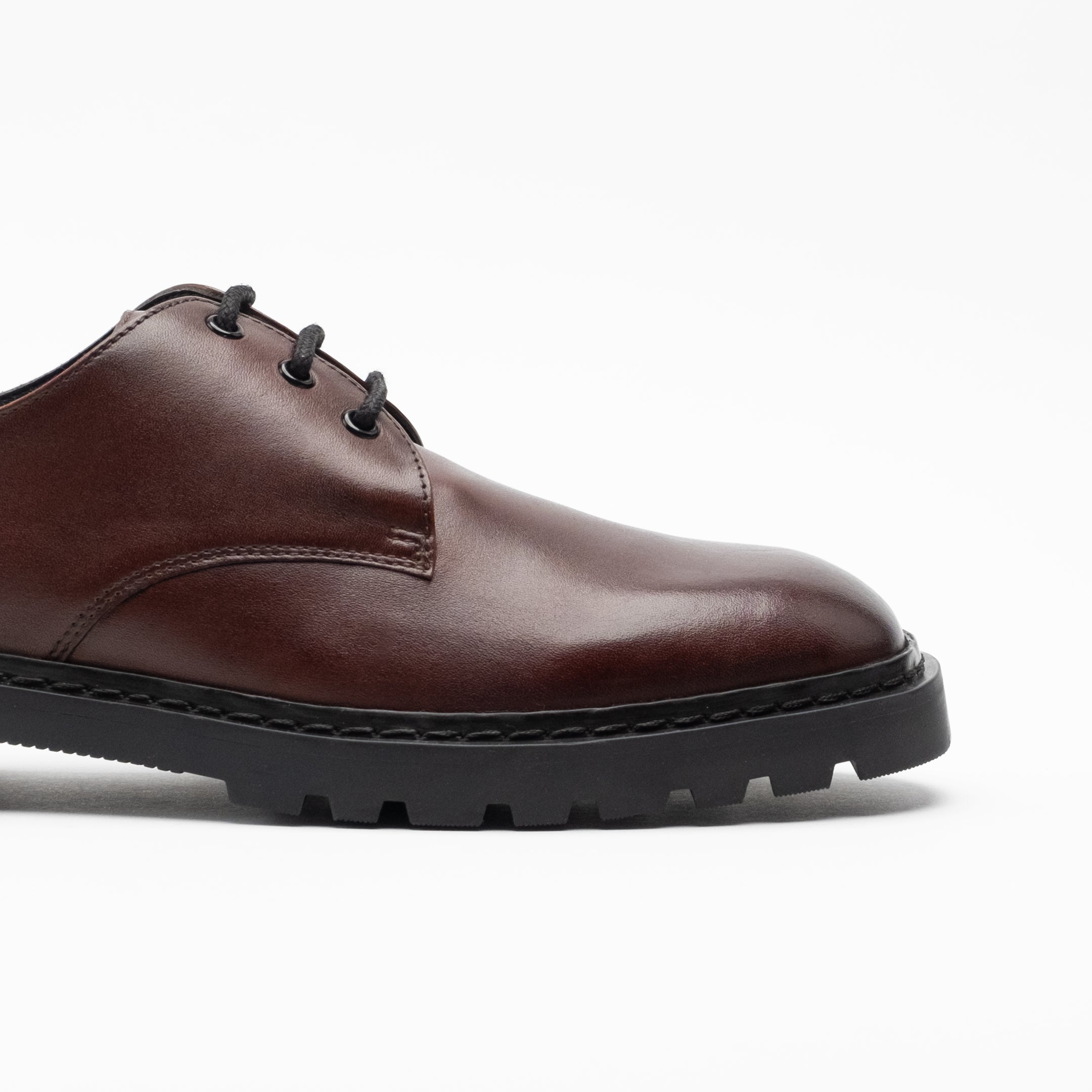 Walk London Mens Milano Derby Shoe in Brown Leather