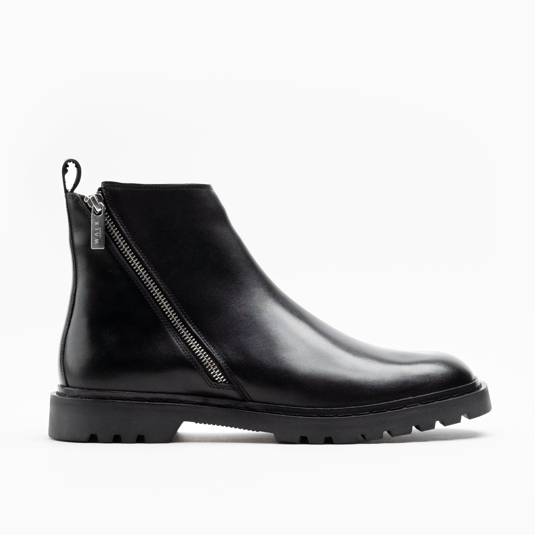 Walk London Mens - Milano Zip Boot - Black Leather