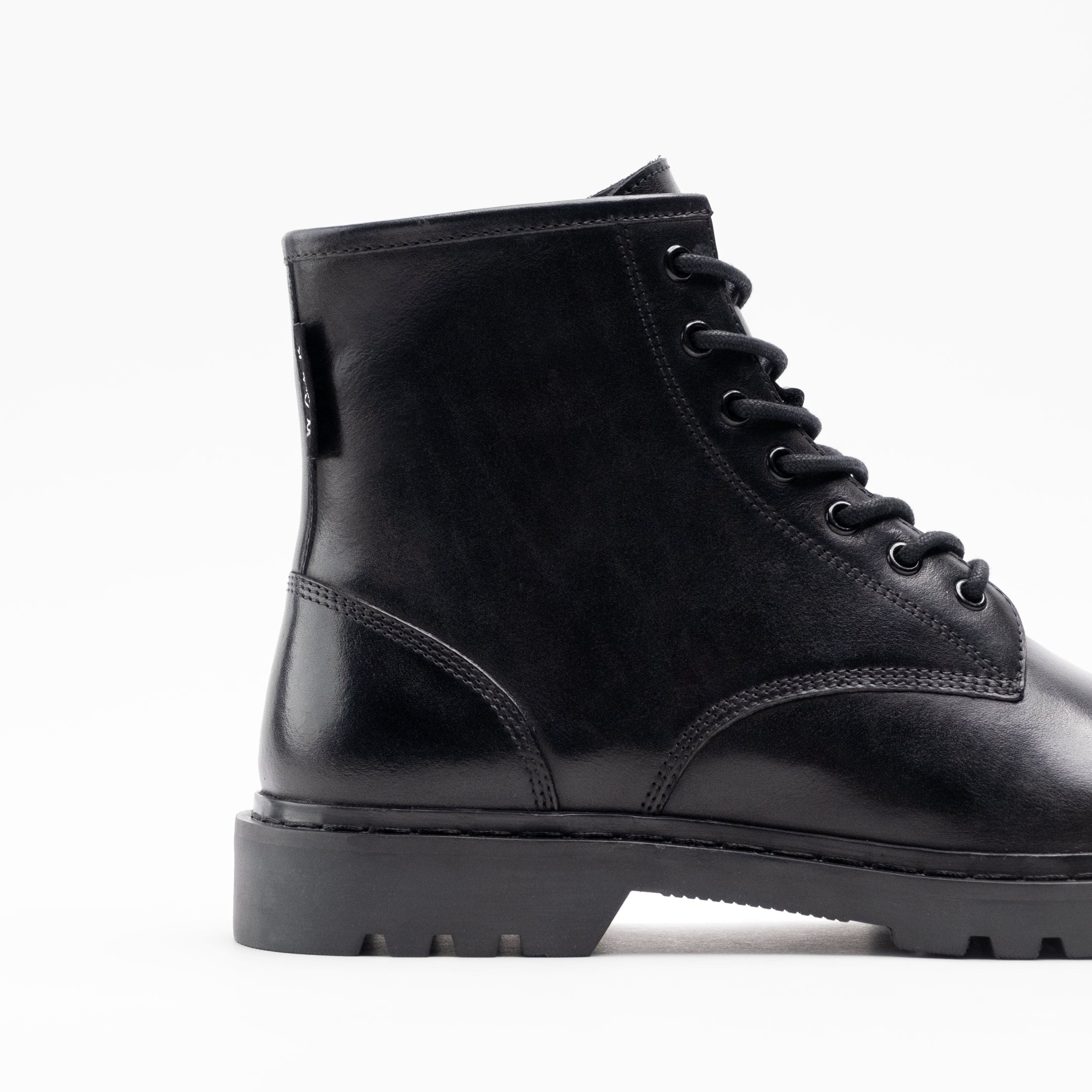 Walk London Mens - Milano Lace Boot - Black Leather