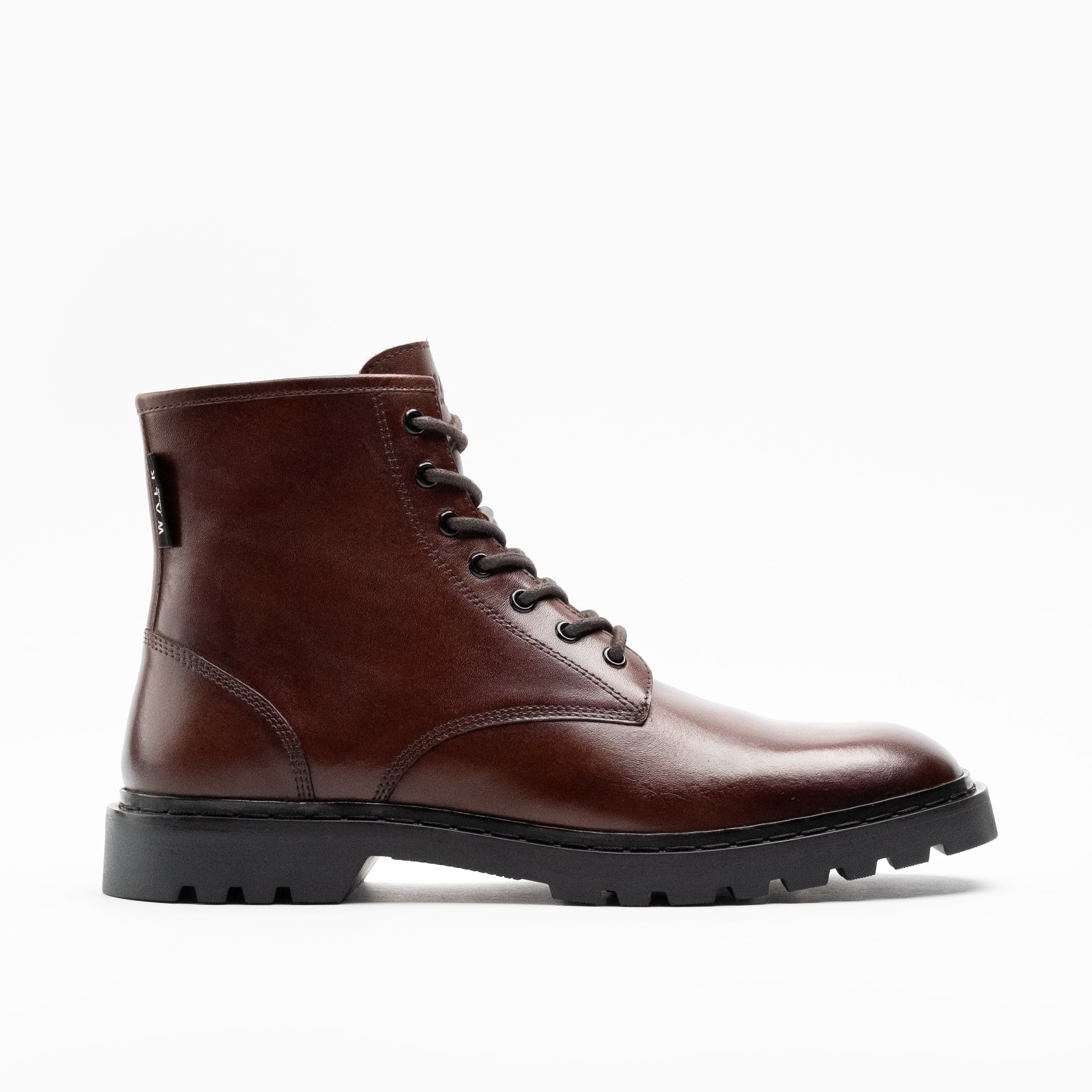 Walk London Mens - Milano Lace Boot - Brown Leather