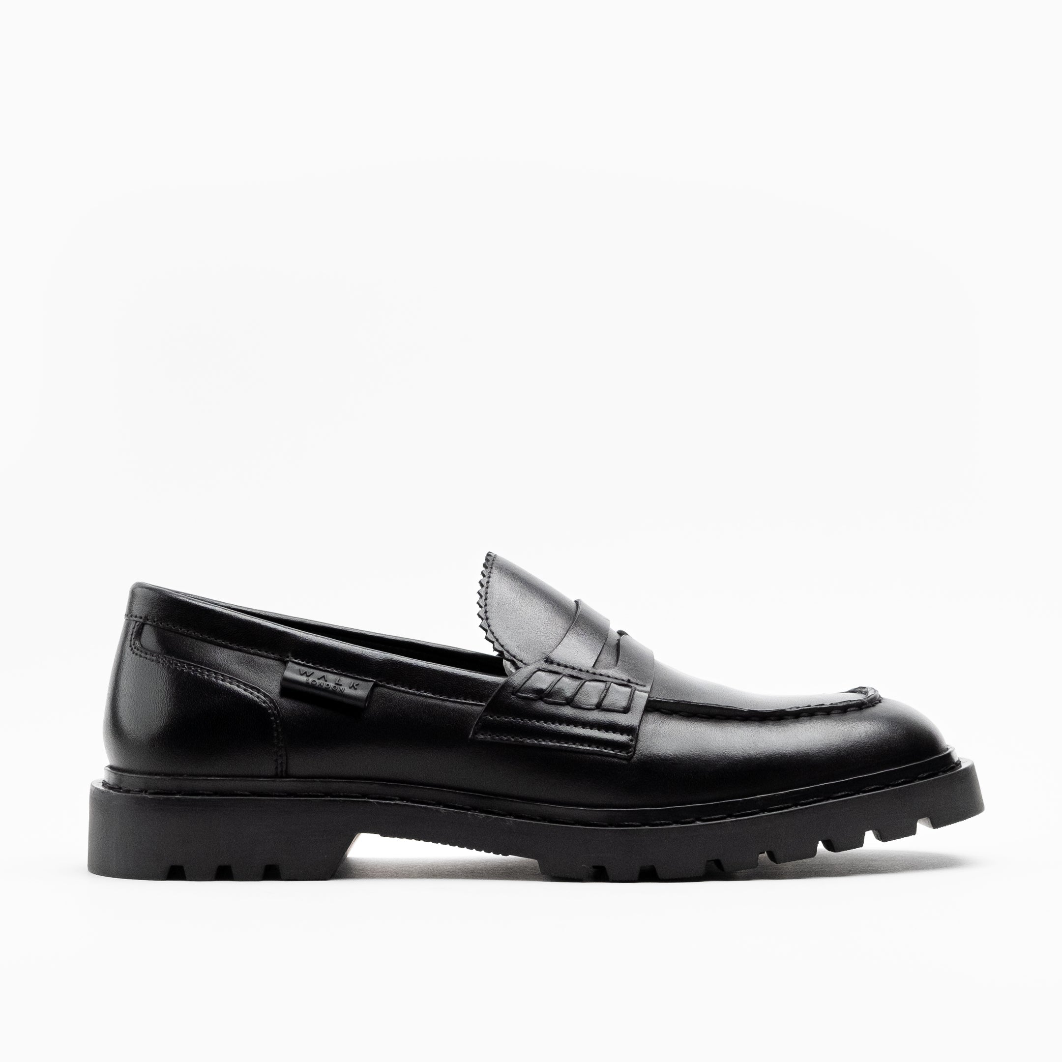 Walk London Mens - Milano Saddle Loafer - Black Leather