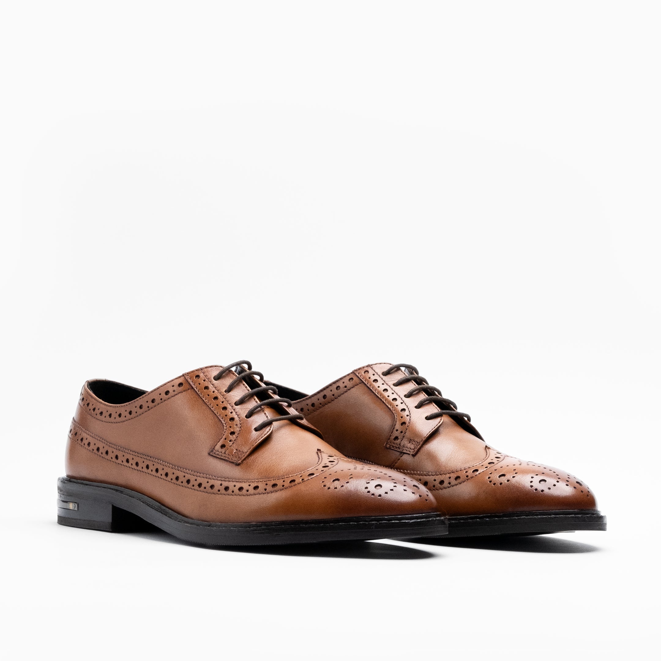 Walk London Mens Oliver Brogue Shoe in Tan Leather