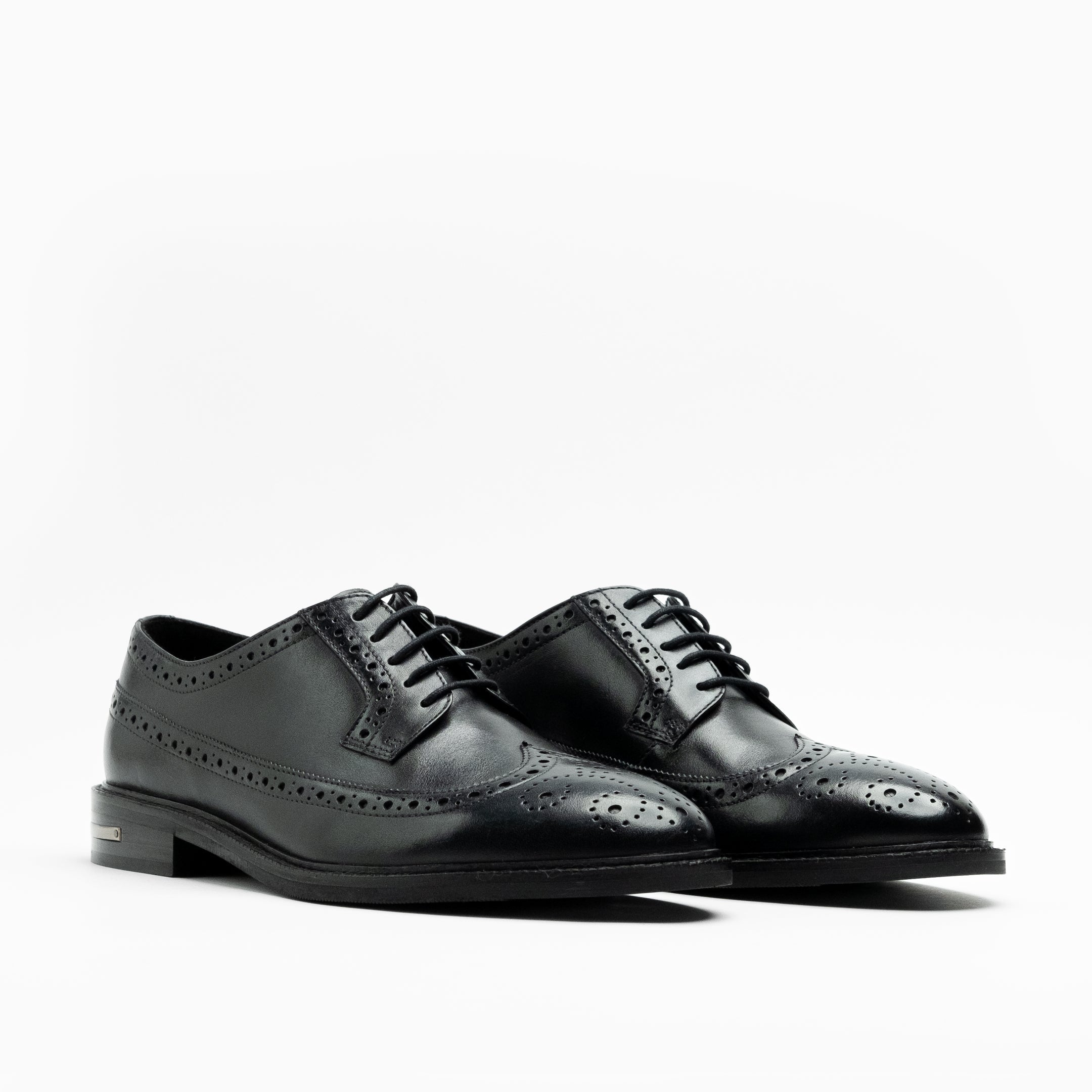 Walk London Mens - Oliver Brogue Shoe - Black Leather