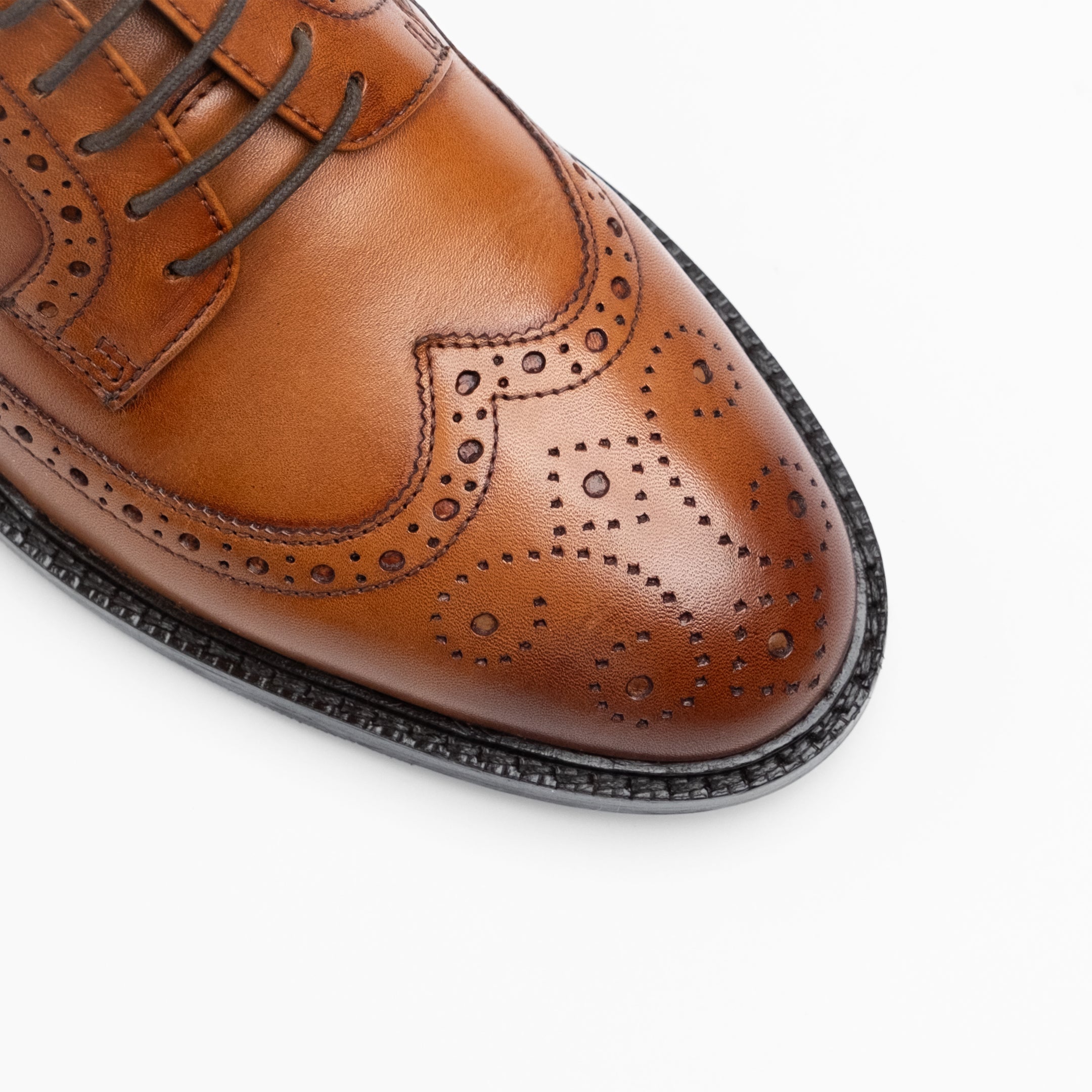 Walk London Mens Oliver Brogue Shoe in Tan Leather