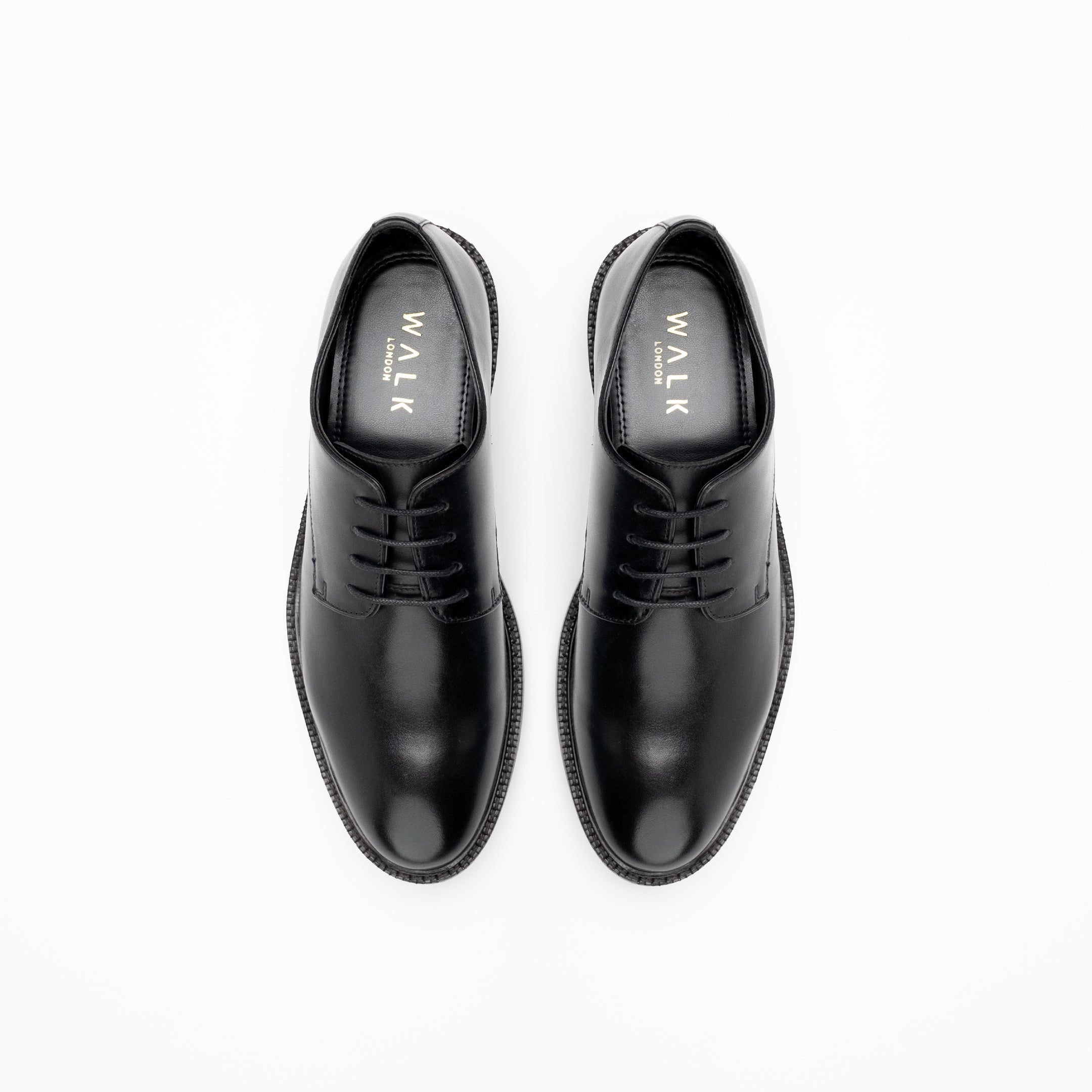 Walk London Mens Oliver Derby Shoe in Black Leather