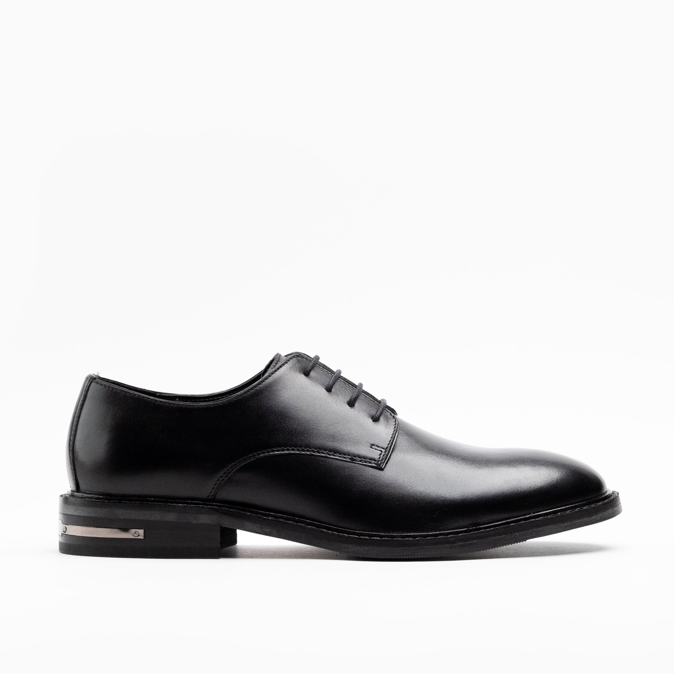 Walk London Mens Oliver Derby Shoe in Black Leather