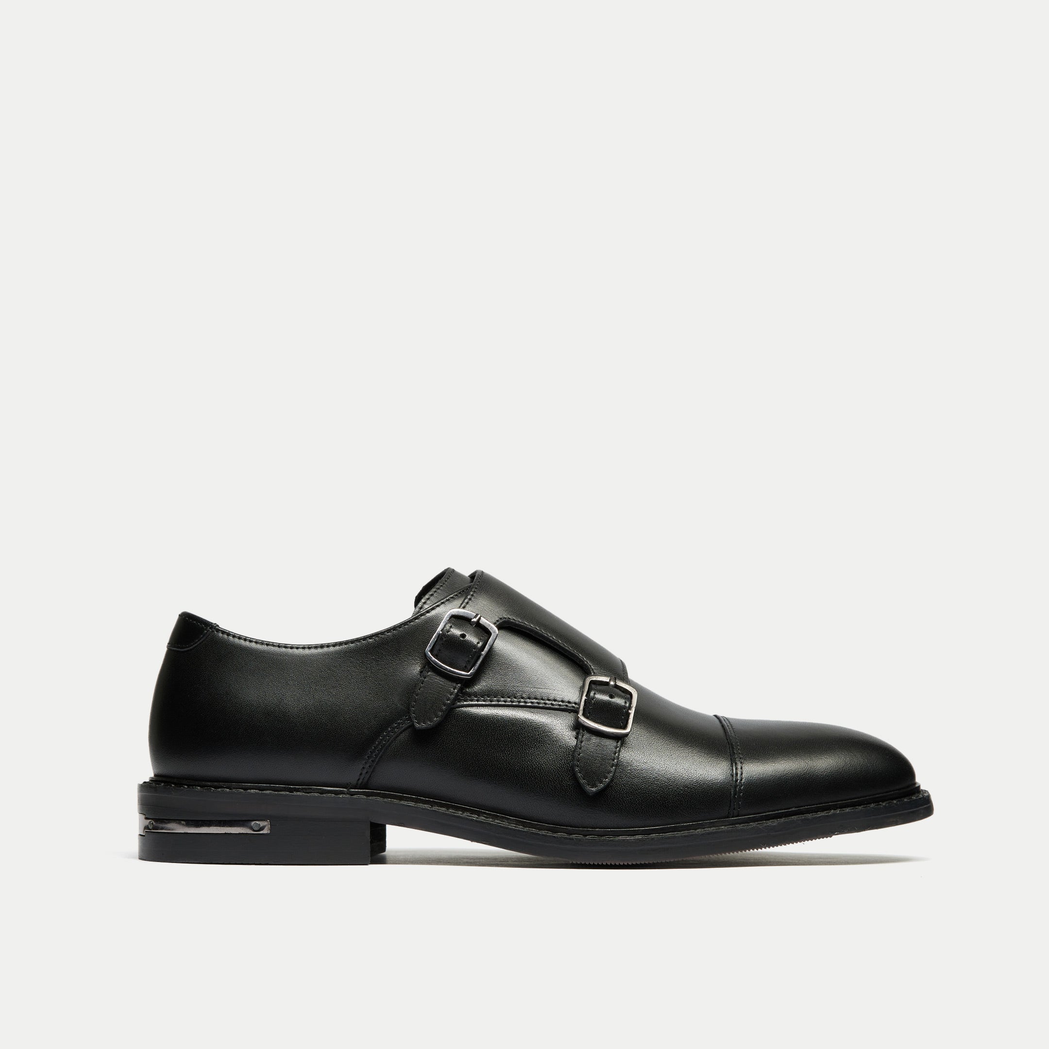 Walk London Mens Oliver Monk Strap Shoe in Black Leather