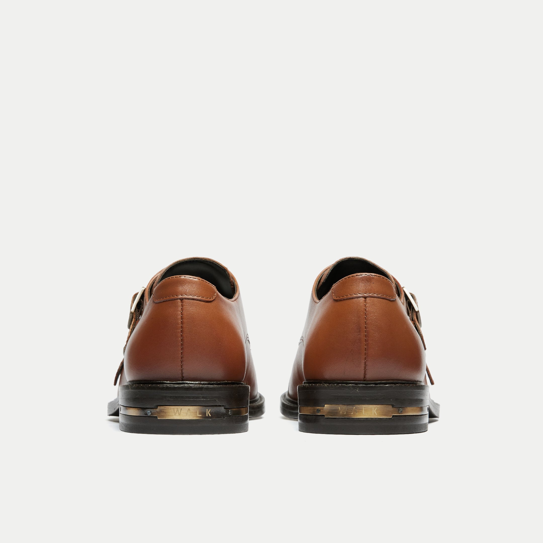 Walk London Mens Oliver Monk Strap Shoe in Tan Leather