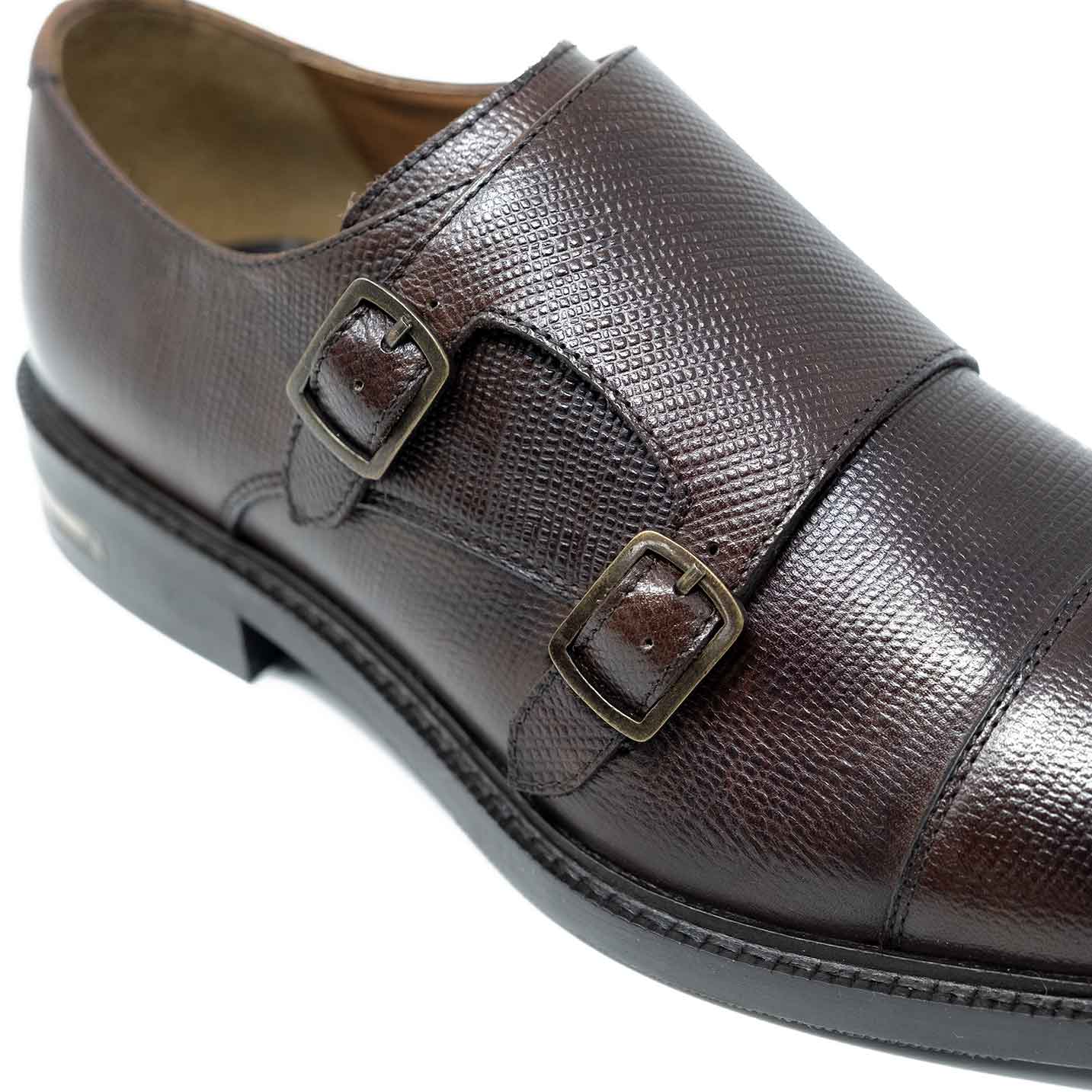 WALK London Oliver Monk Shoe Brown Leather Metal Heel