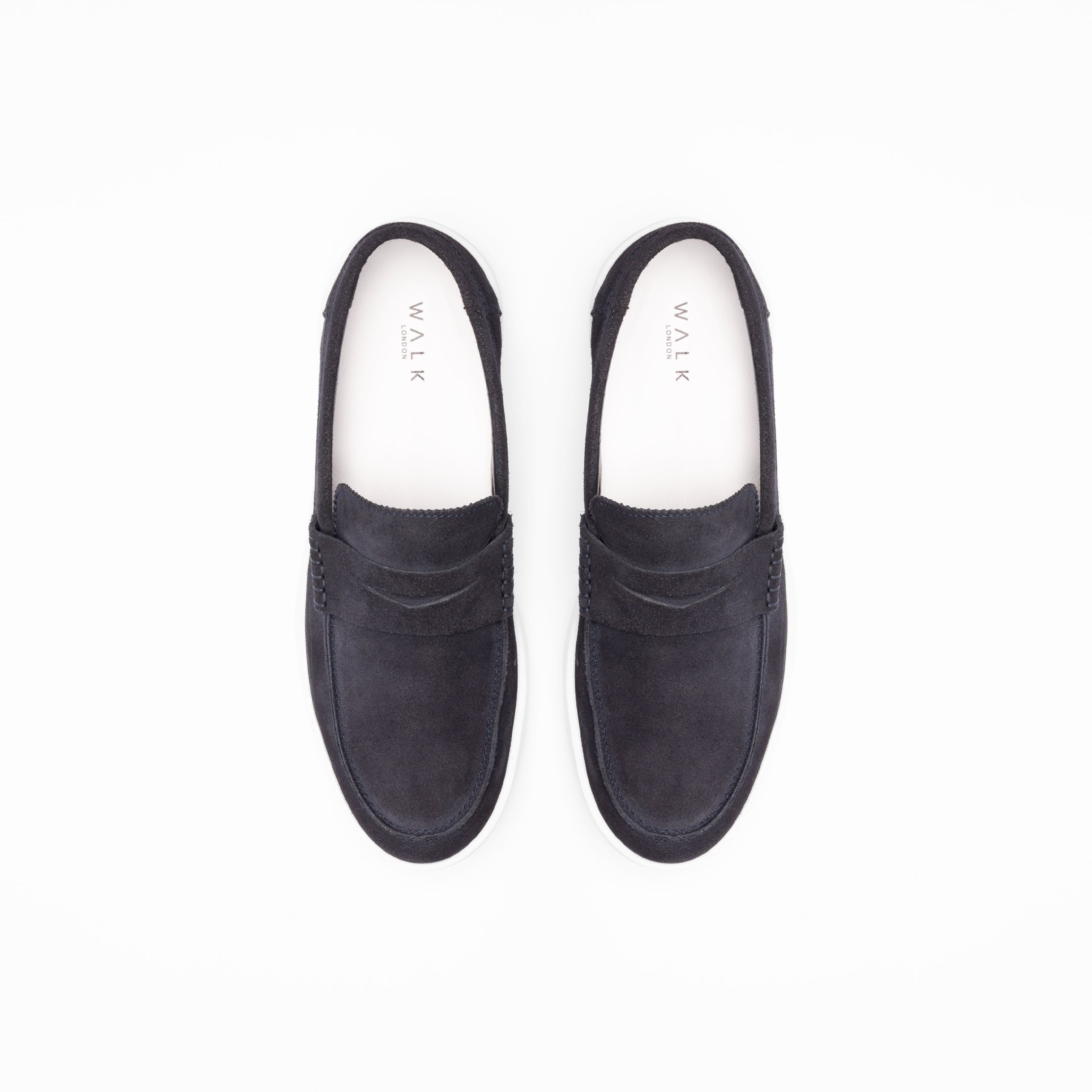 WALK London Mens Paolo Loafer Navy Suede