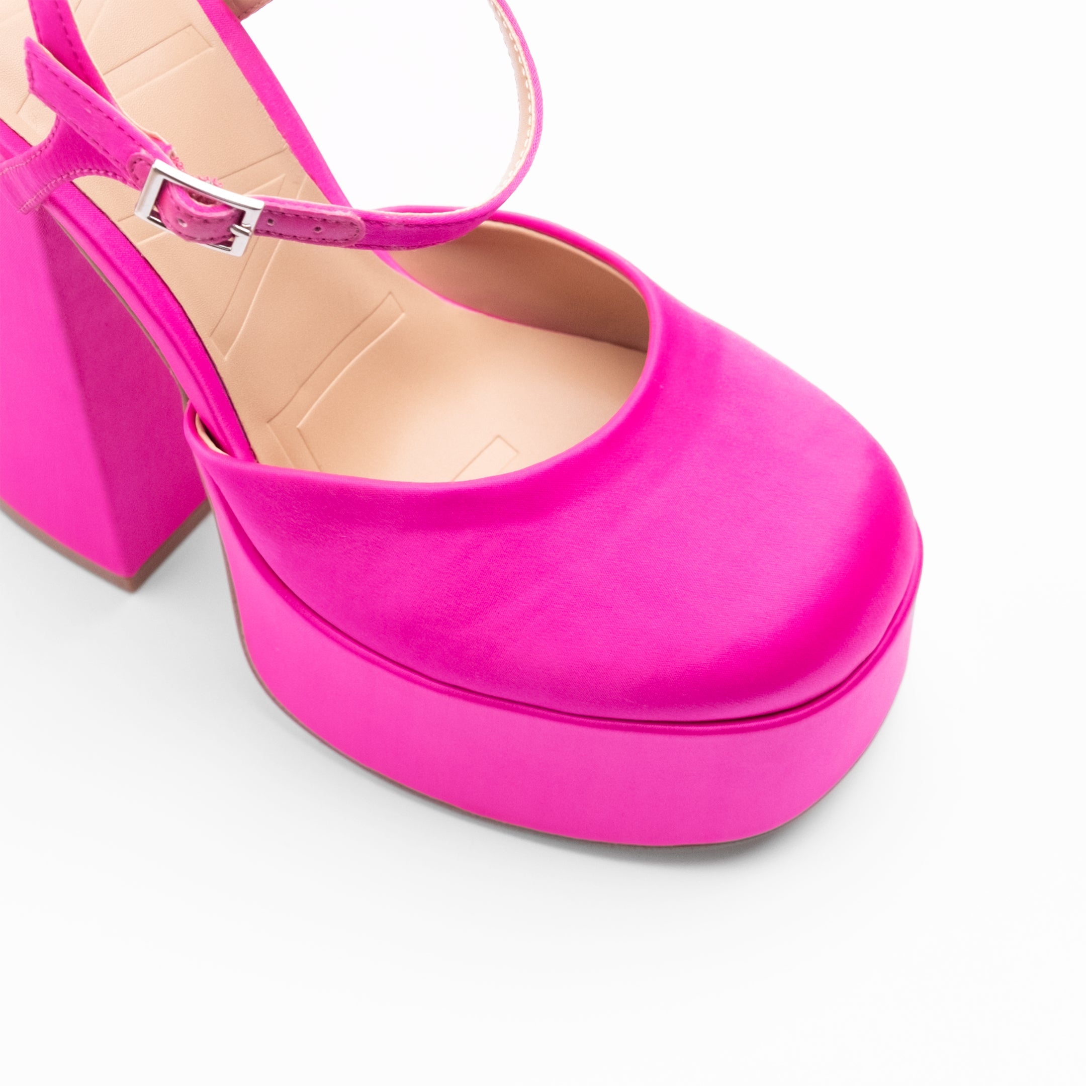 Walk London Women's Phoenix Platform Heel in Pink Satin