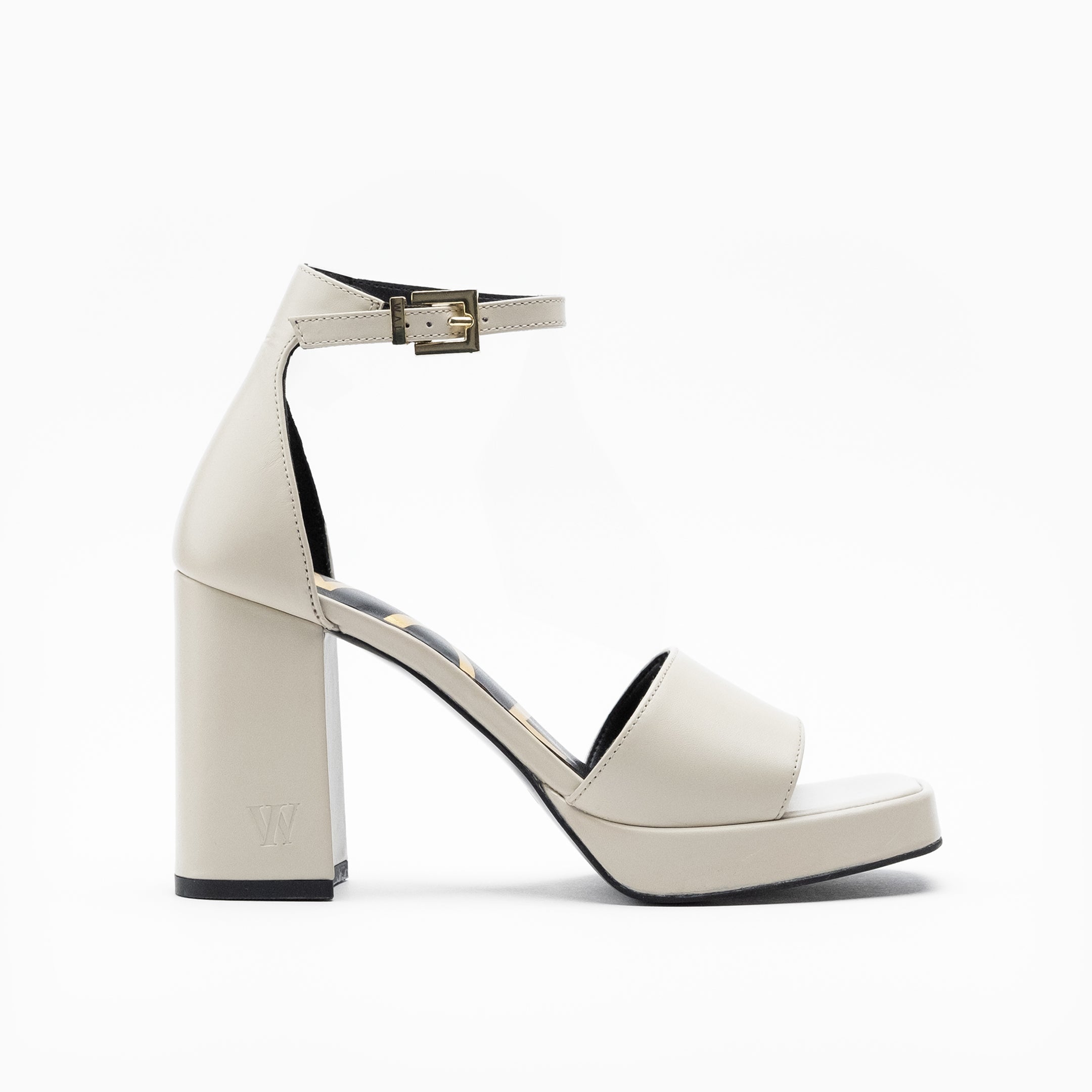 Walk London Women's Poppy Counter Platform Sandal in Off White Leather