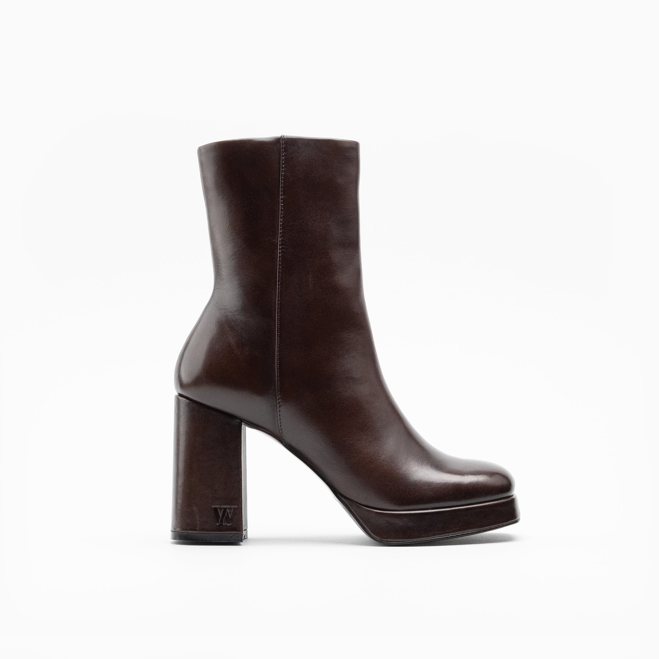 Walk London Women's Poppy Platform Boot in Brown Leather