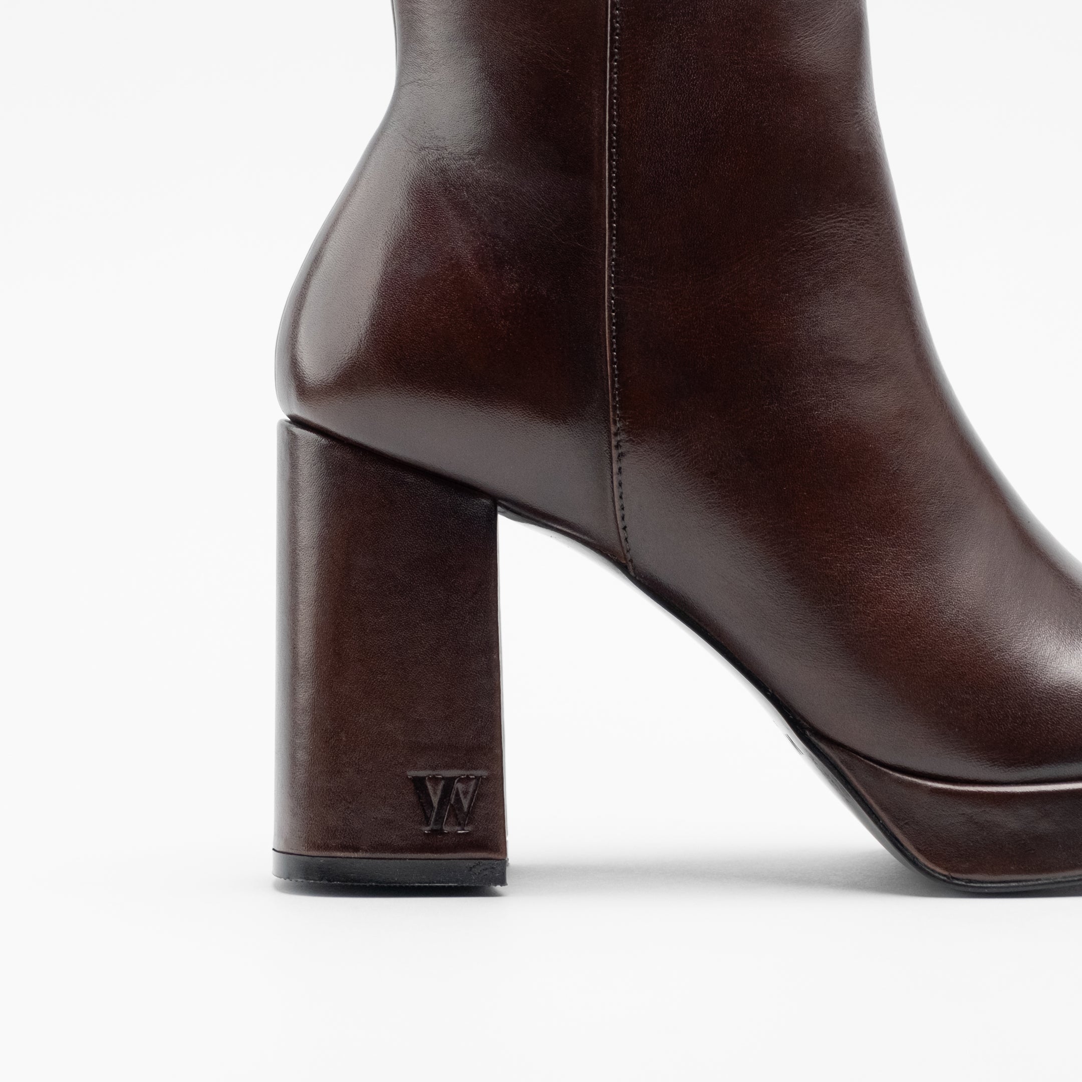 Walk London Women's Poppy Platform Boot in Brown Leather