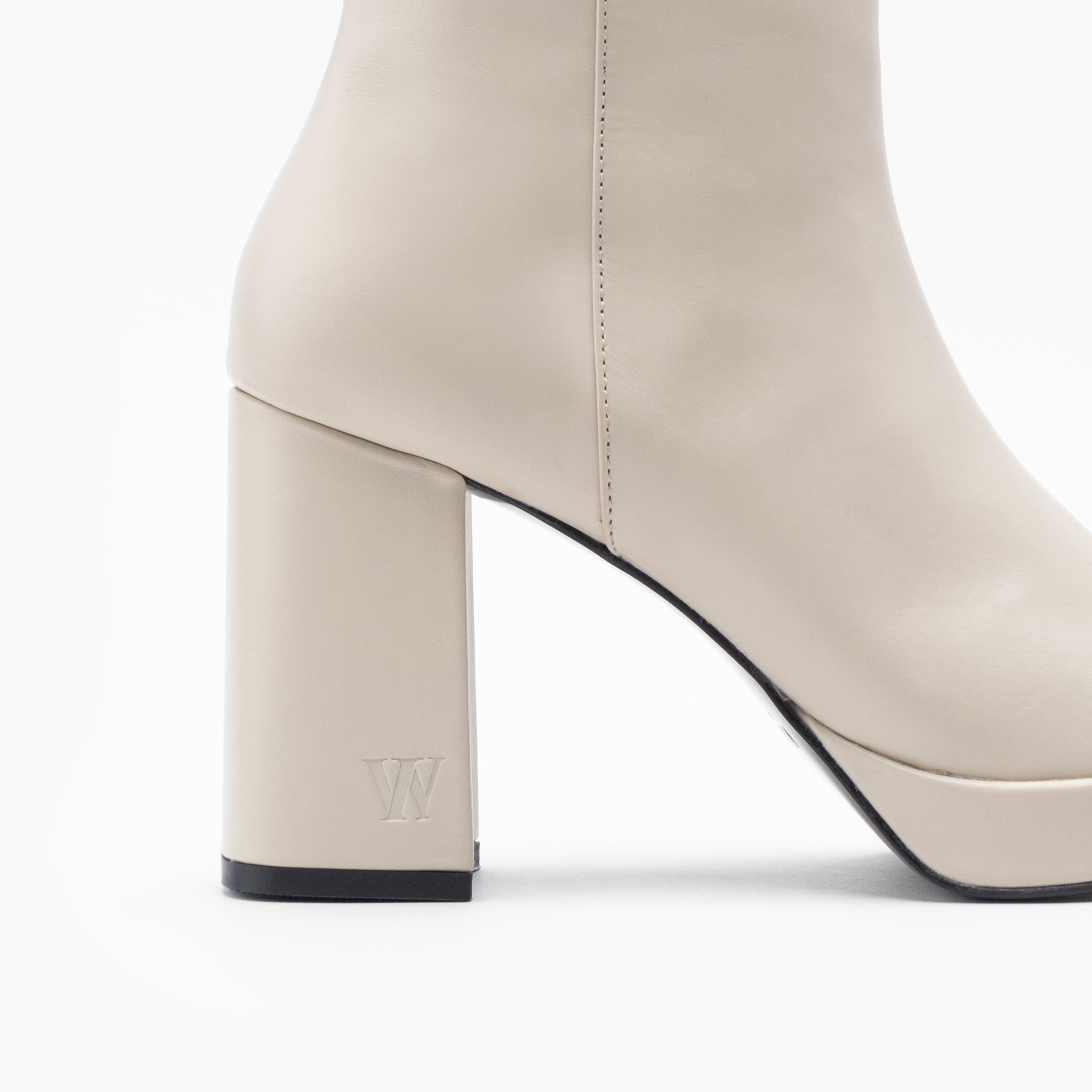 Walk London Women's Poppy Platform Boot in Off White Leather