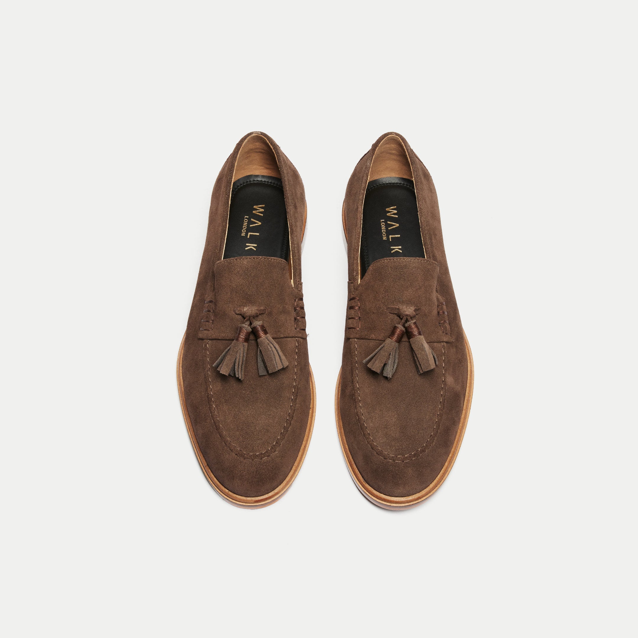 Walk London Mens Putney Tassel Loafer - Brown Suede