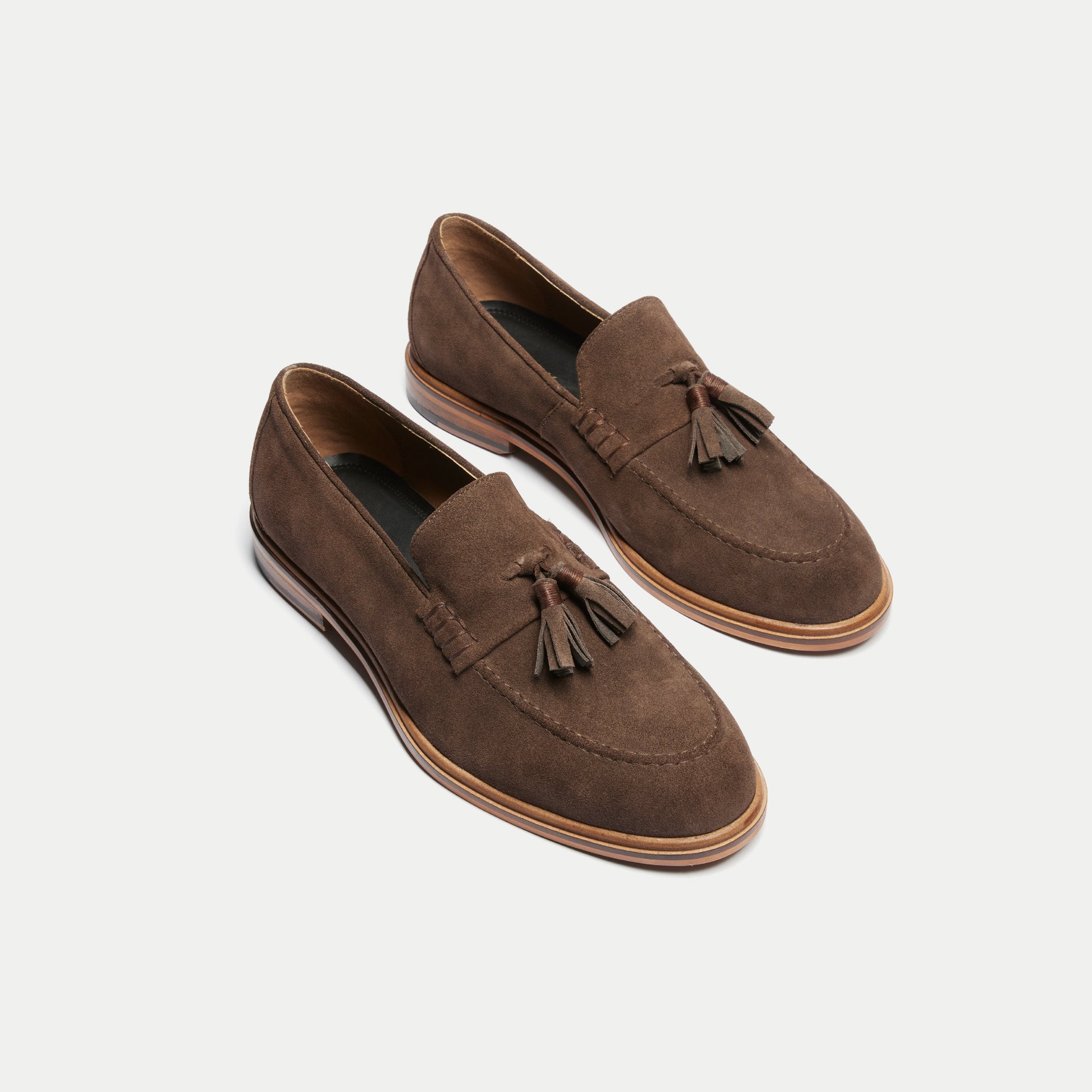 Walk London Mens Putney Tassel Loafer - Brown Suede