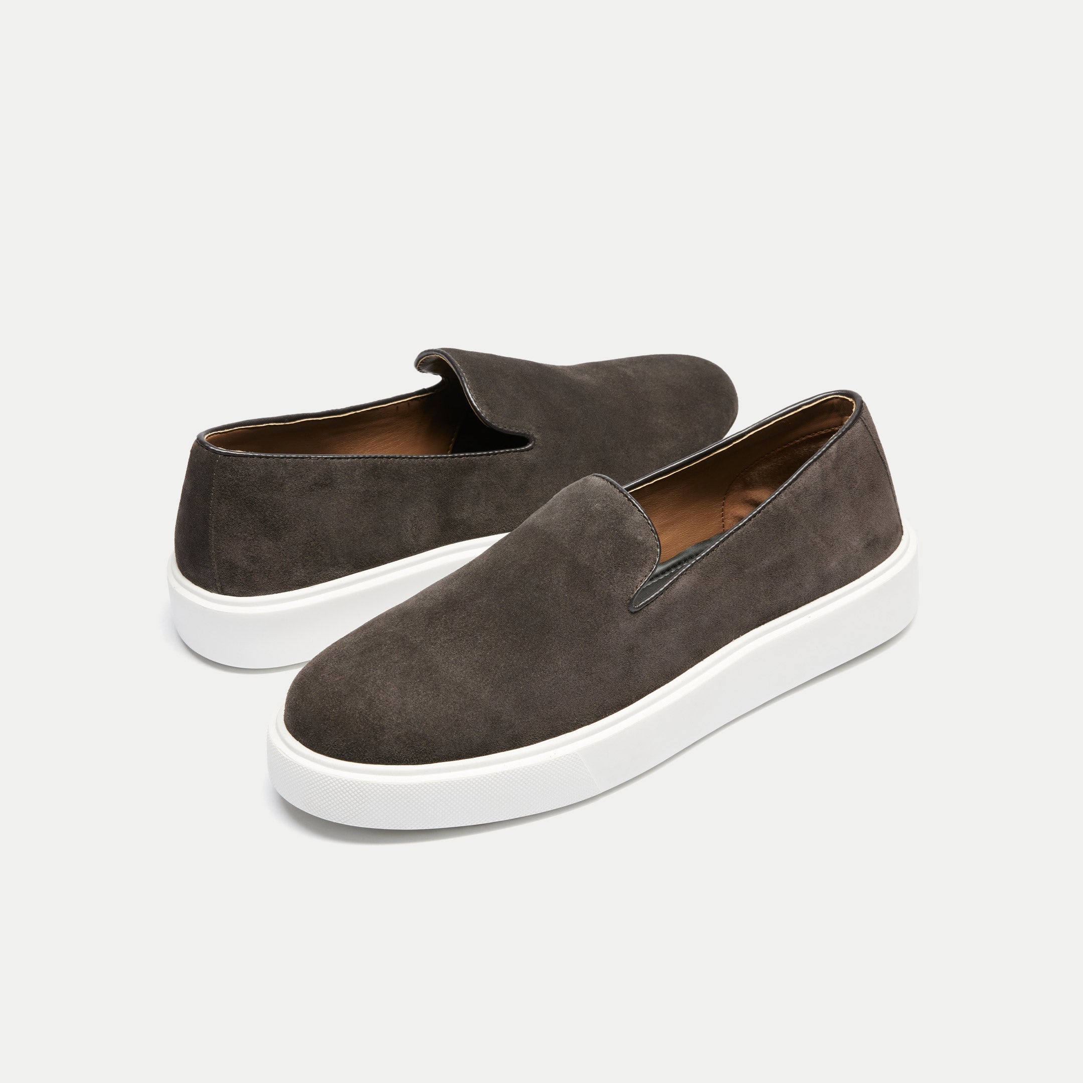 Walk London Mens Robbie Slip On in Brown Suede
